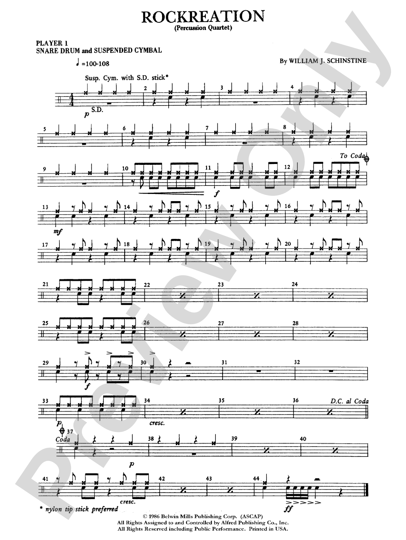 Rockreation: Condensed Score
