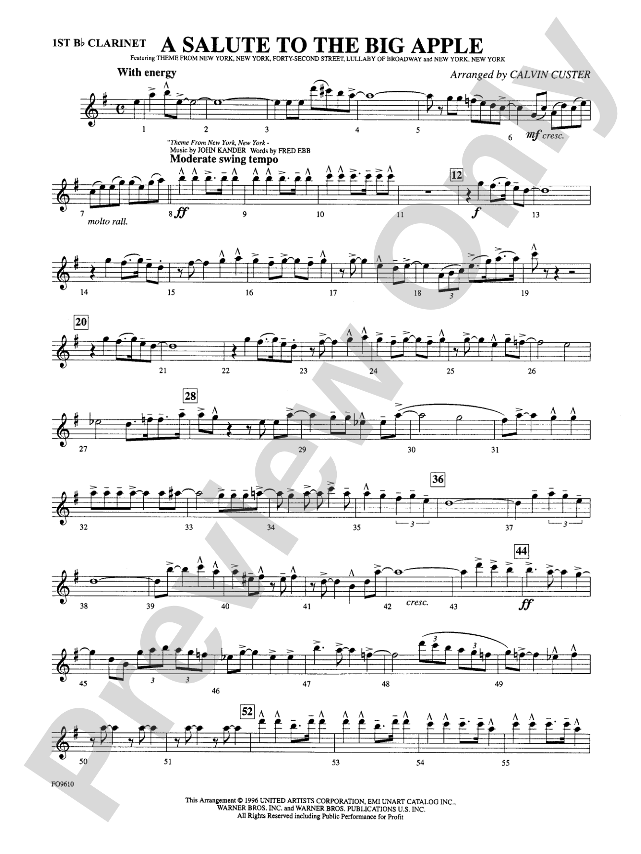 A Salute to the Big Apple: 1st B-flat Clarinet