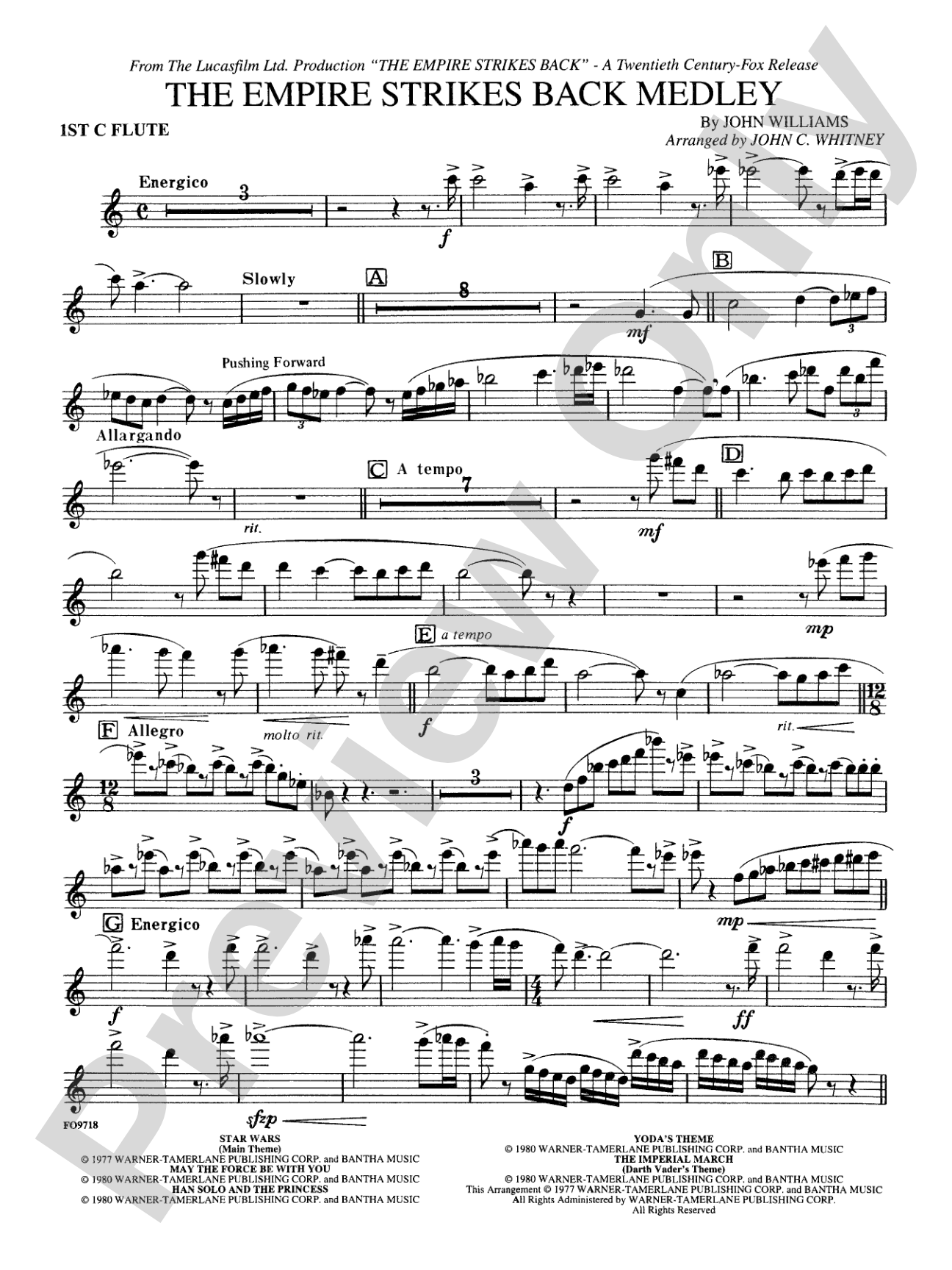 【吹奏楽輸入合奏譜】The EMPIRE Strikes Back Melody The Empire Strikes Back Medley: Flute | Digital Sheet Music