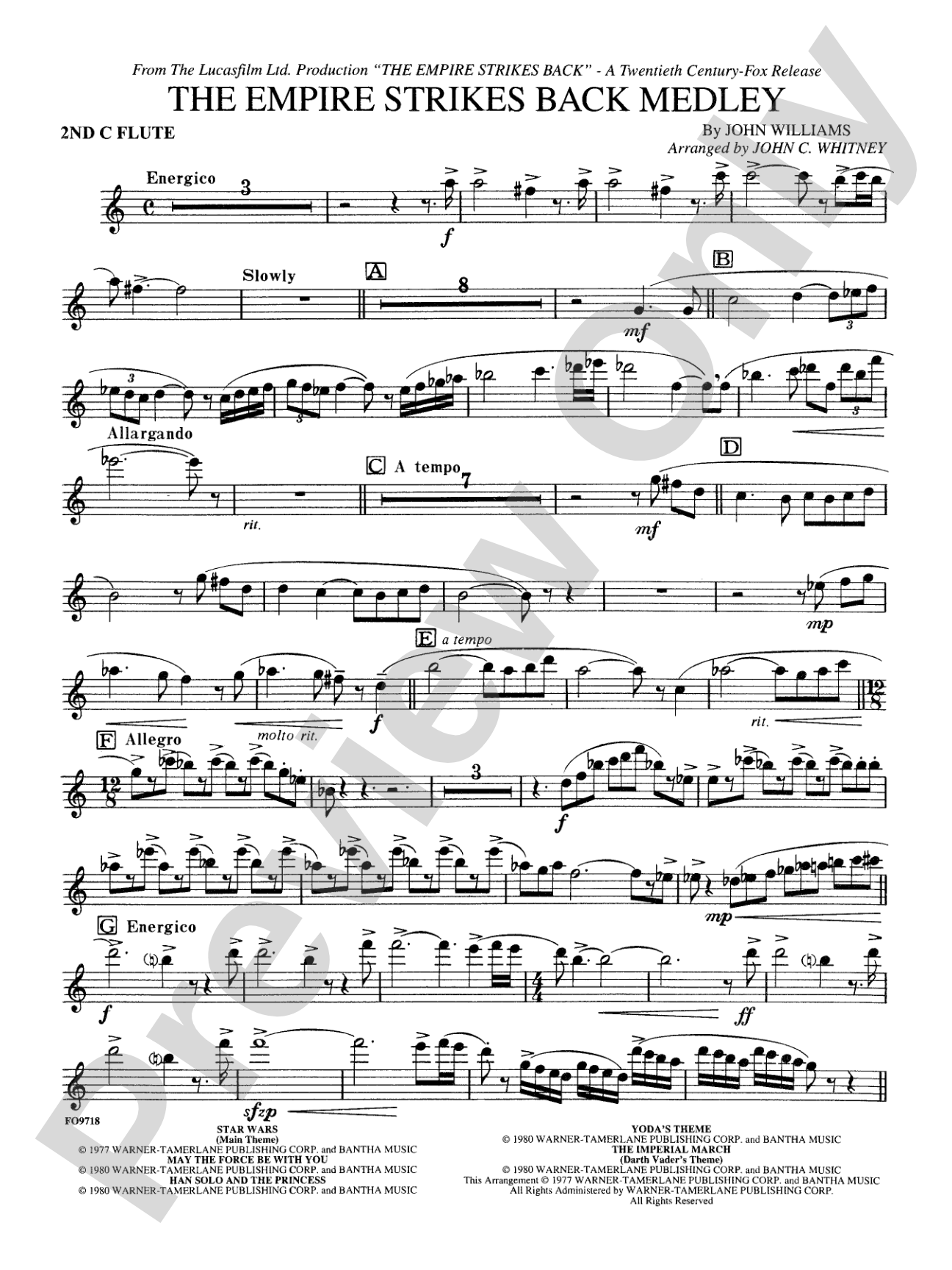 The Empire Strikes Back Medley: 2nd Flute