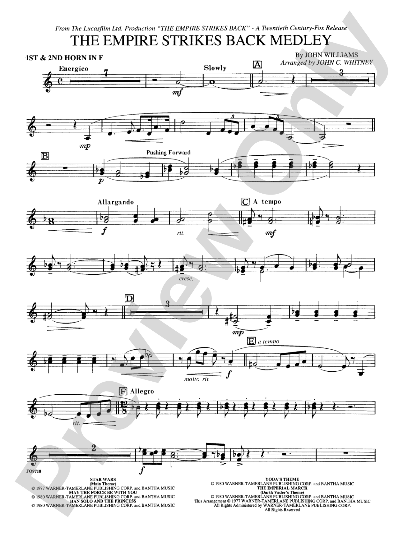 The Empire Strikes Back Medley: 1st F Horn