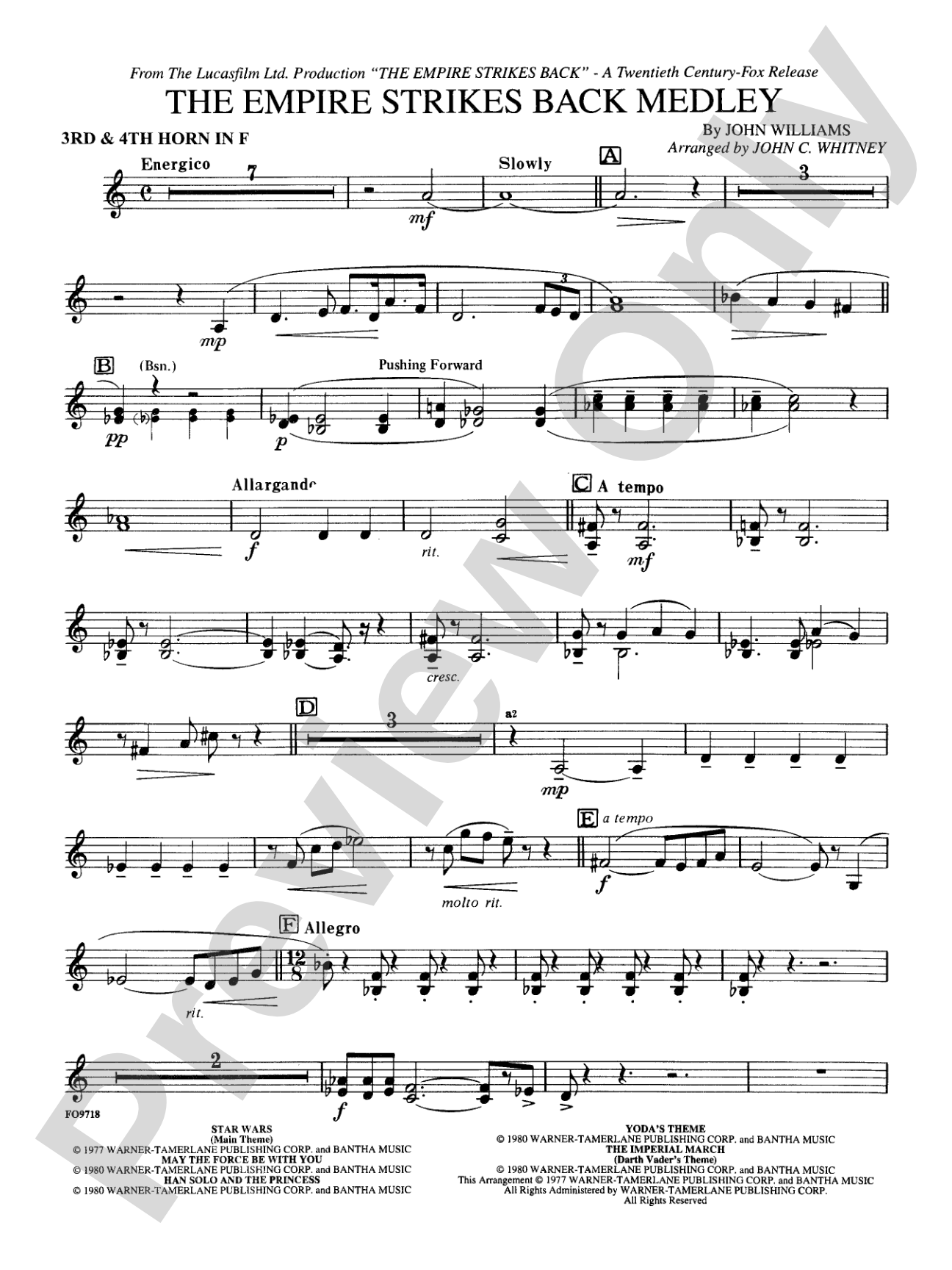 The Empire Strikes Back Medley: 3rd F Horn