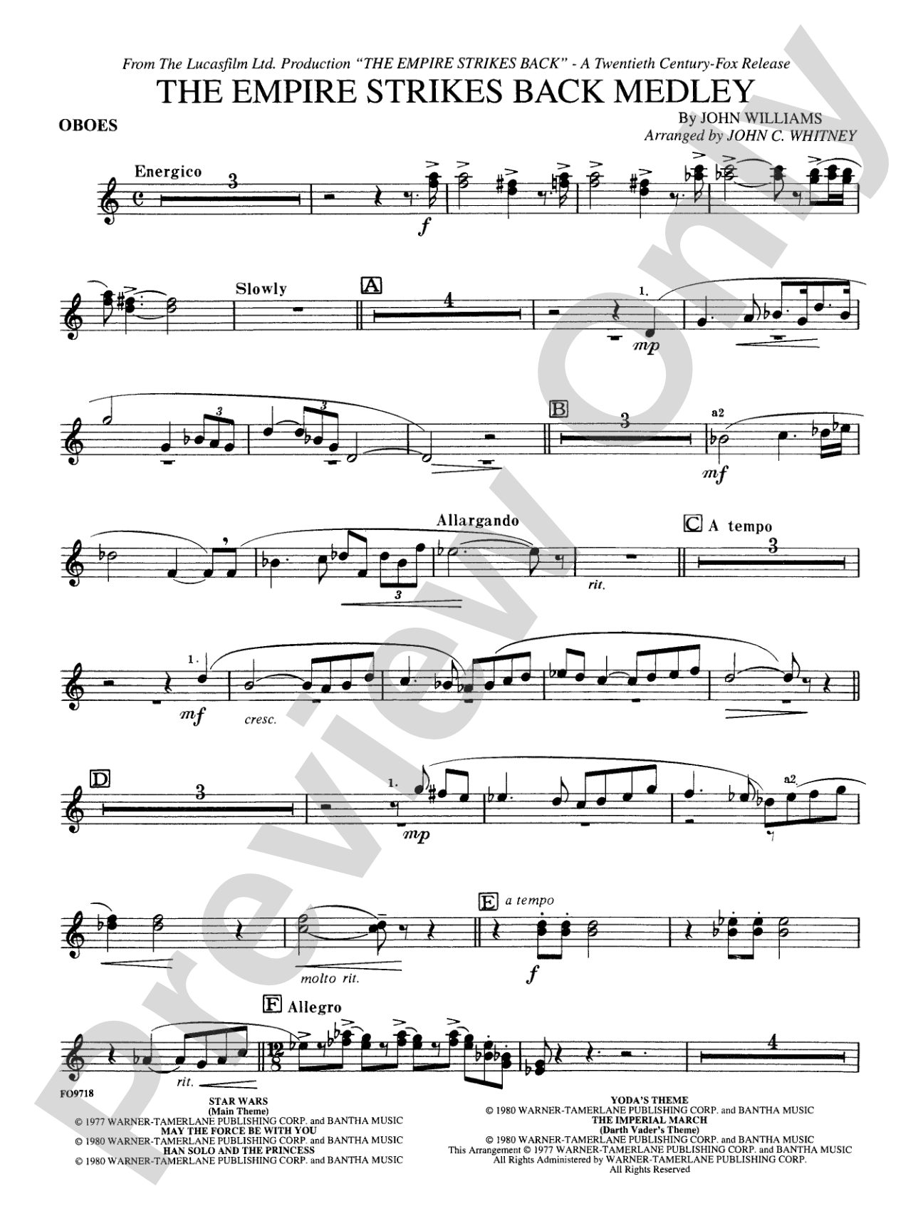 The Empire Strikes Back Medley: Oboe
