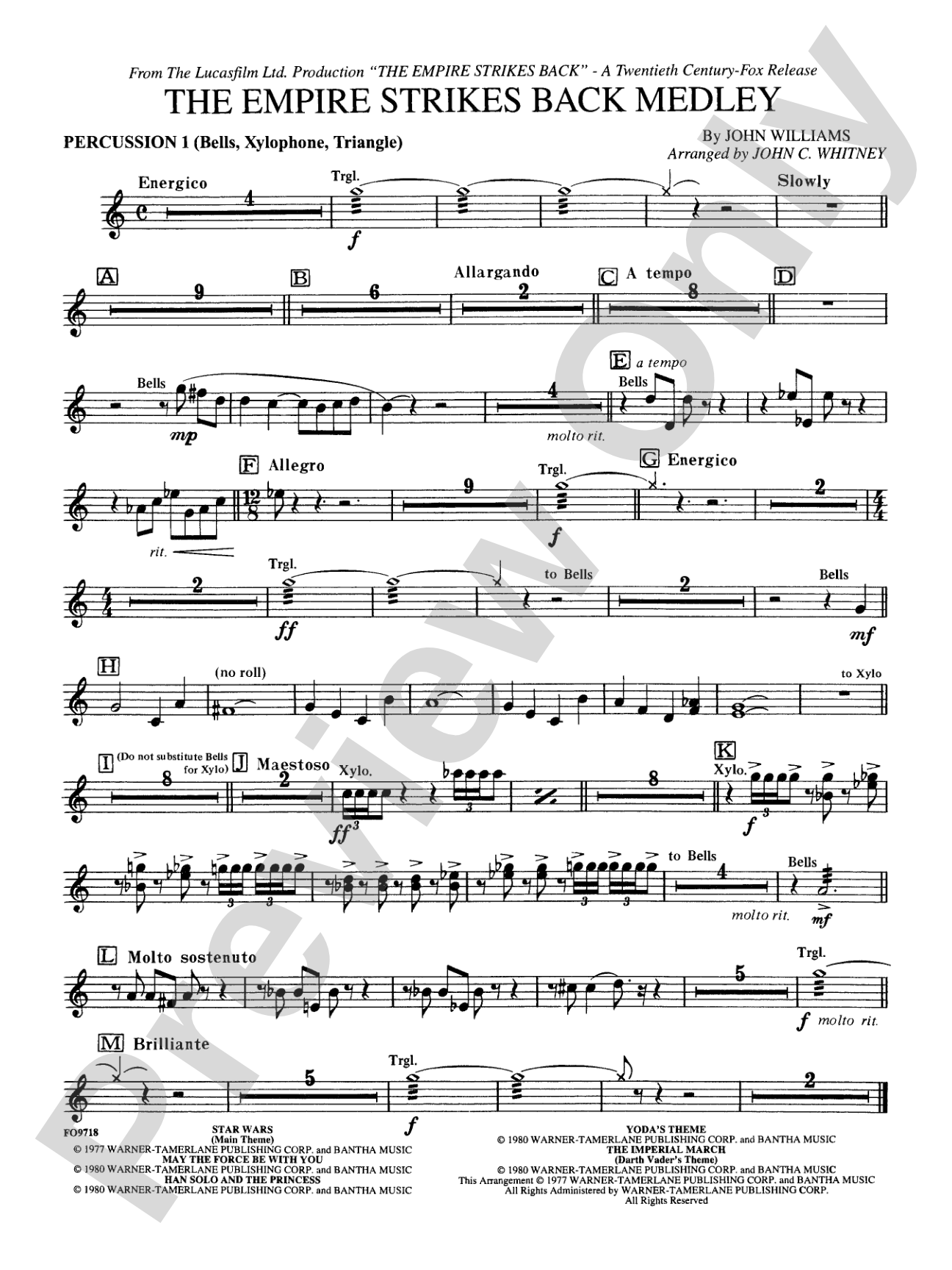 The Empire Strikes Back Medley: 1st Percussion
