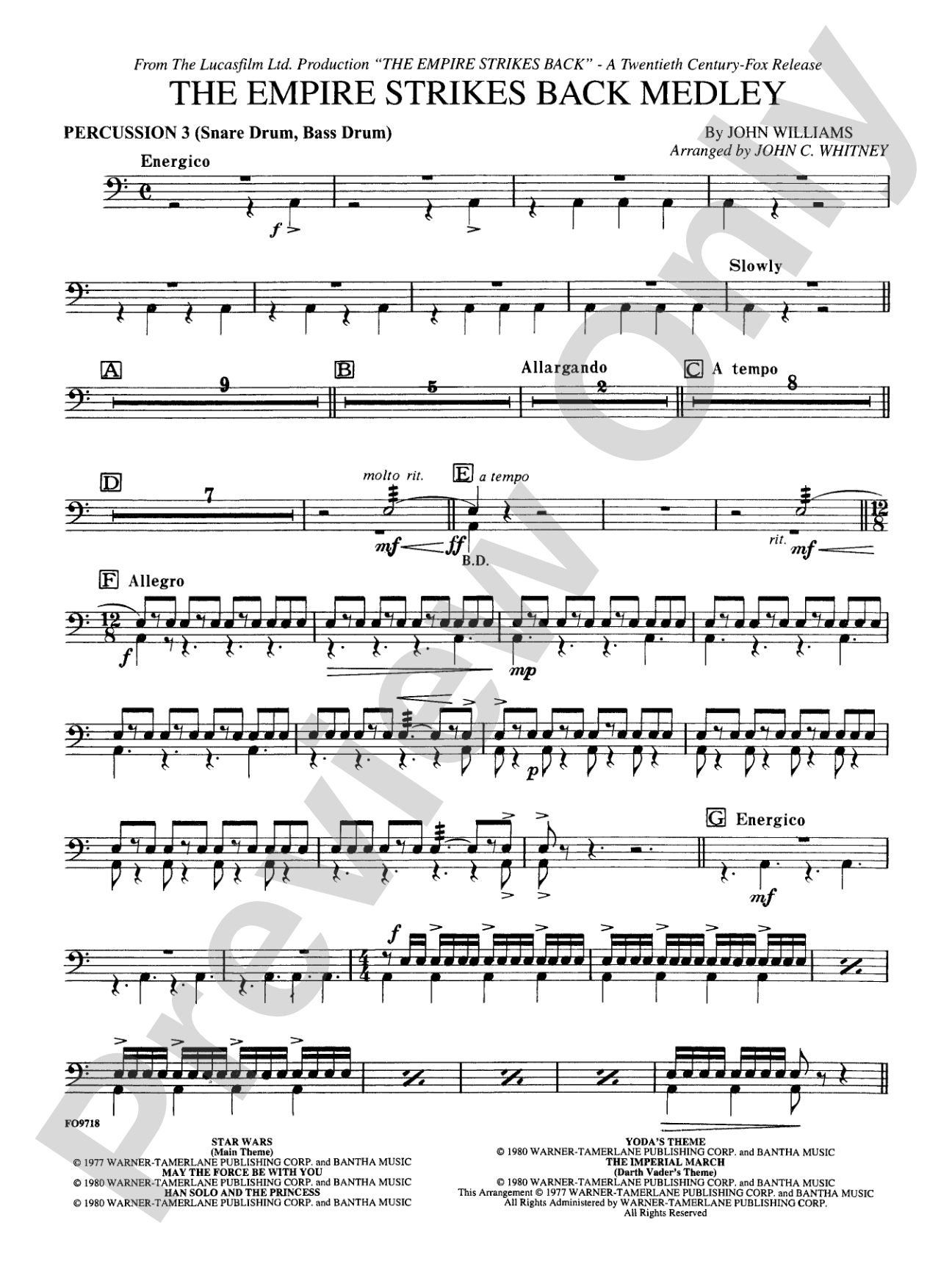 The Empire Strikes Back Medley: 3rd Percussion