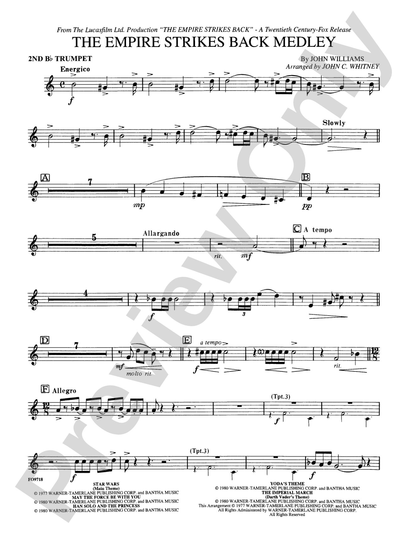 The Empire Strikes Back Medley: 2nd B-flat Trumpet