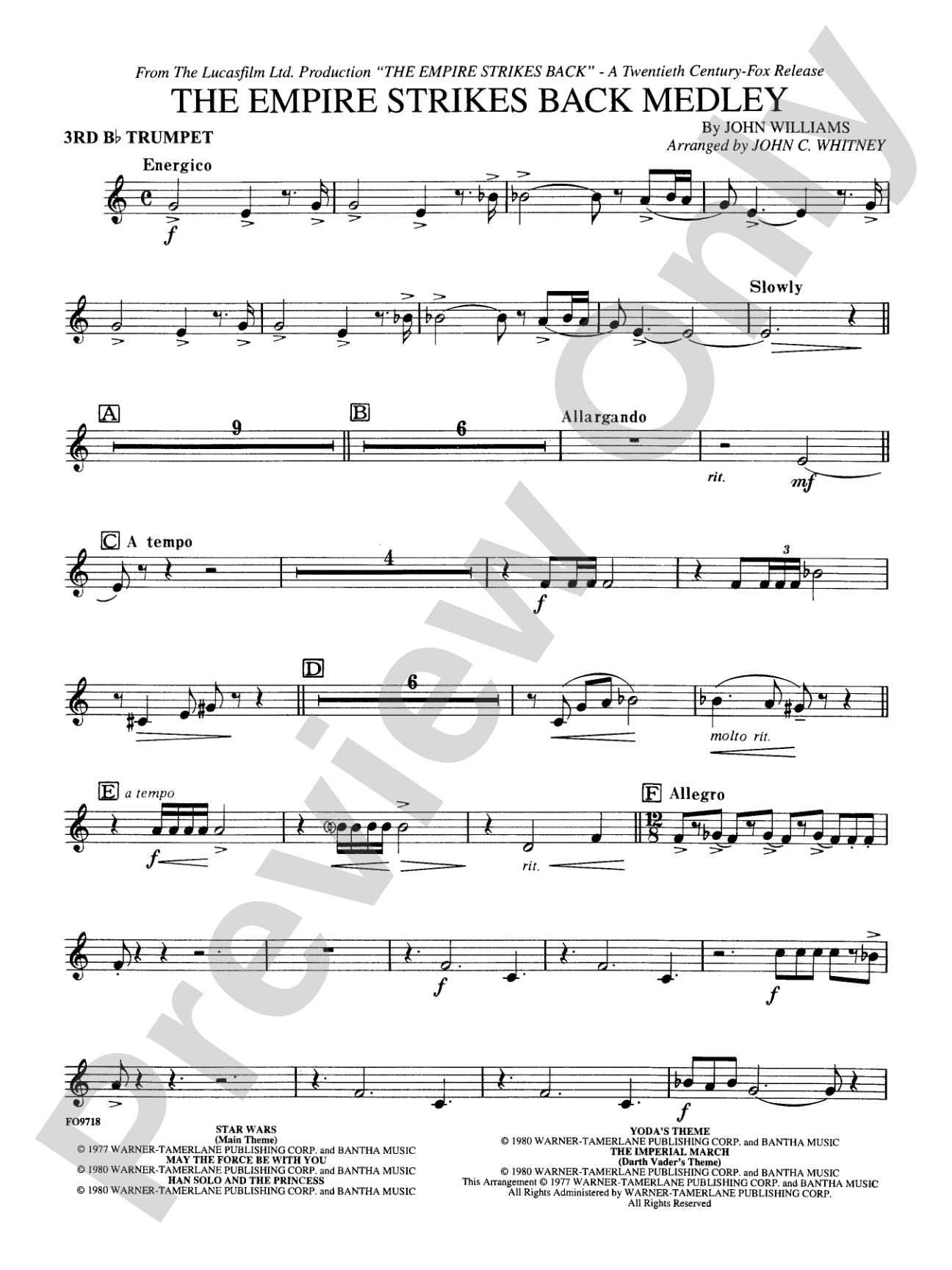 The Empire Strikes Back Medley: 3rd B-flat Trumpet