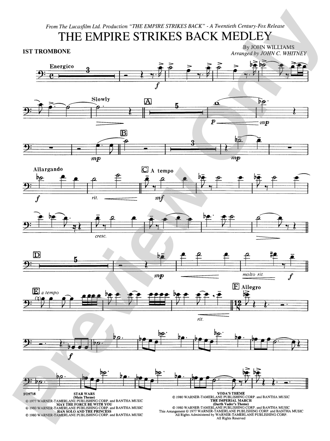 The Empire Strikes Back Medley: 1st Trombone