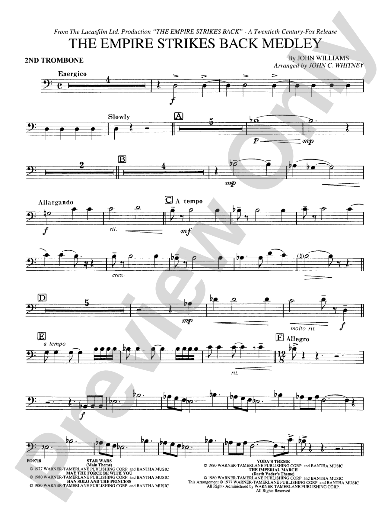 The Empire Strikes Back Medley: 2nd Trombone