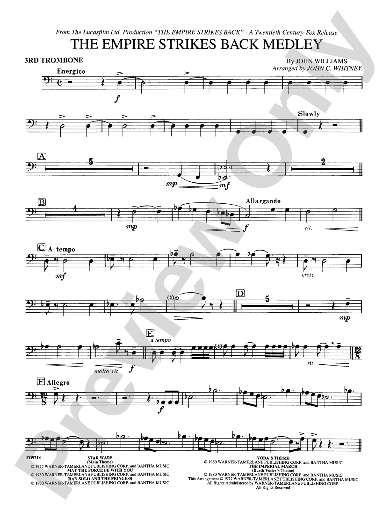 The Empire Strikes Back Medley: 3rd Trombone