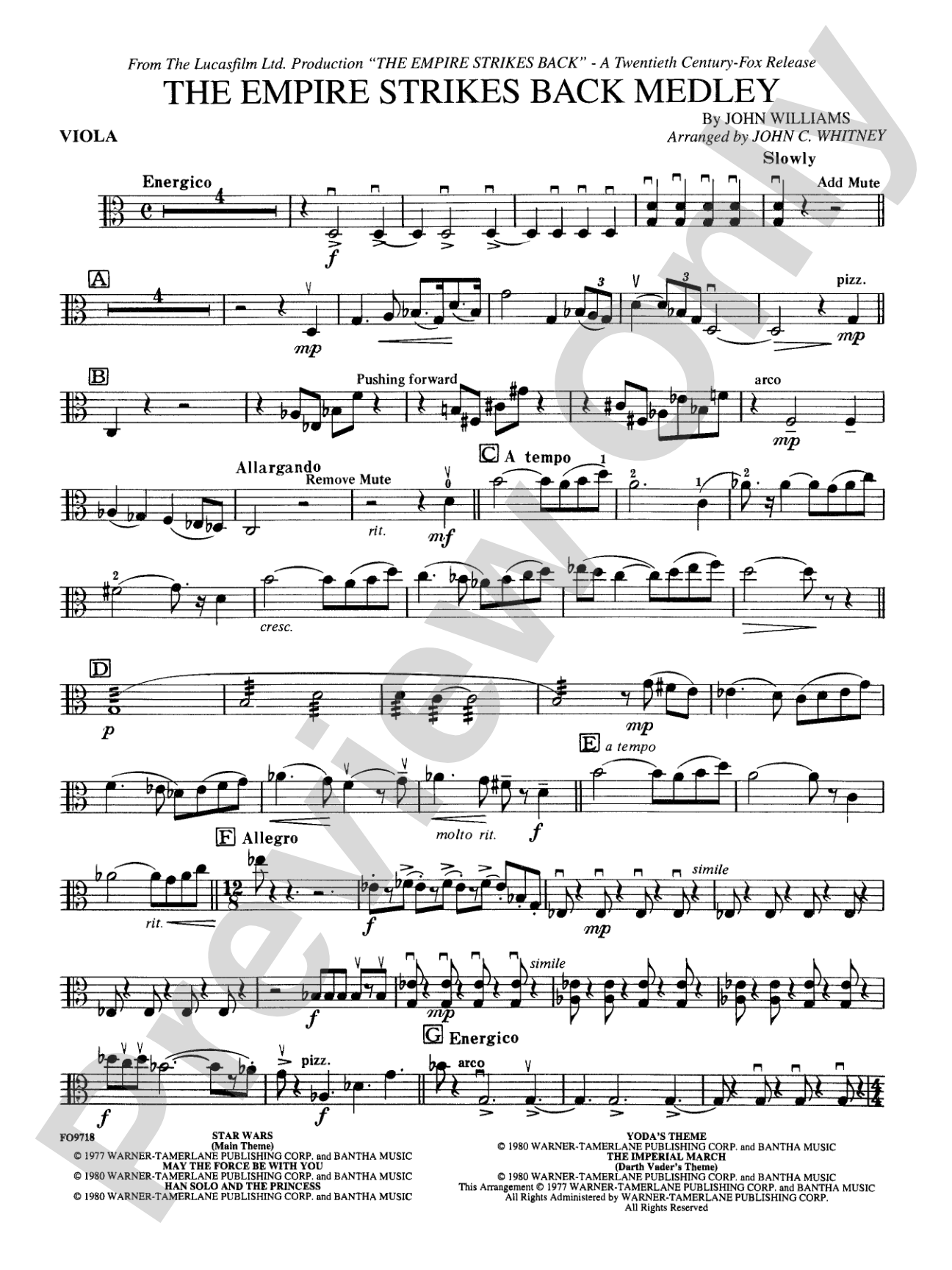 The Empire Strikes Back Medley: Viola
