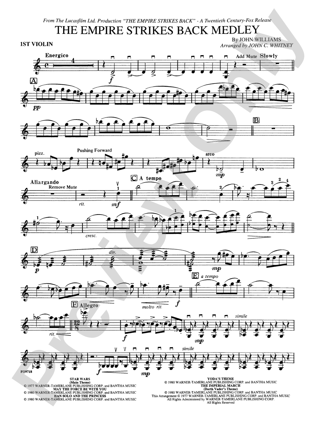 The Empire Strikes Back Medley: 1st Violin
