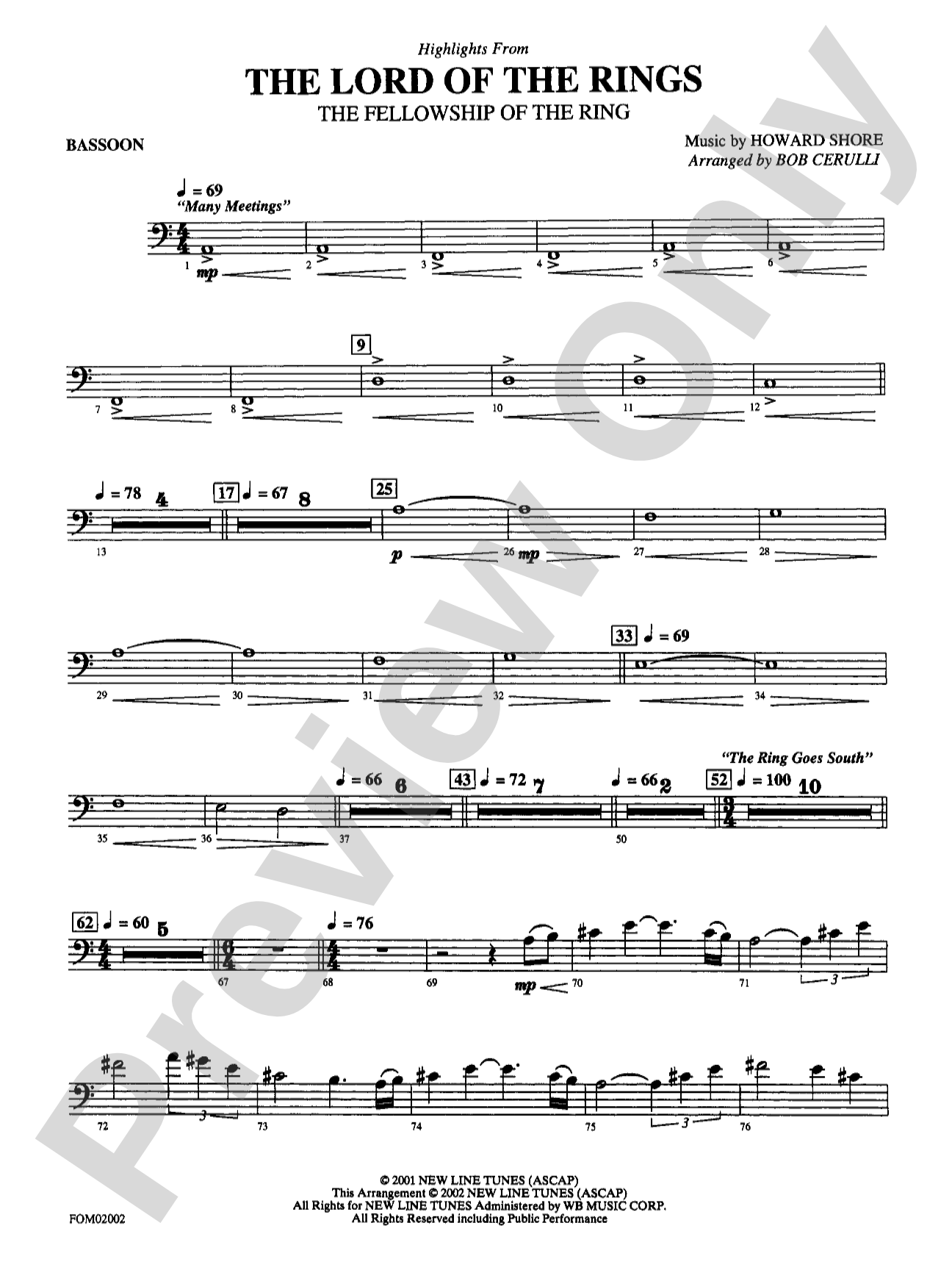 The Lord of the Rings: The Fellowship of the Ring: Bassoon