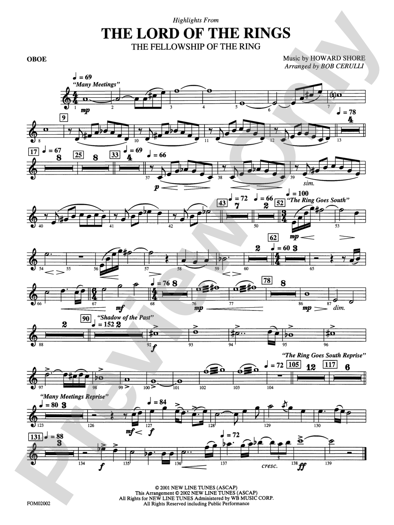 The Lord of the Rings: The Fellowship of the Ring: Oboe