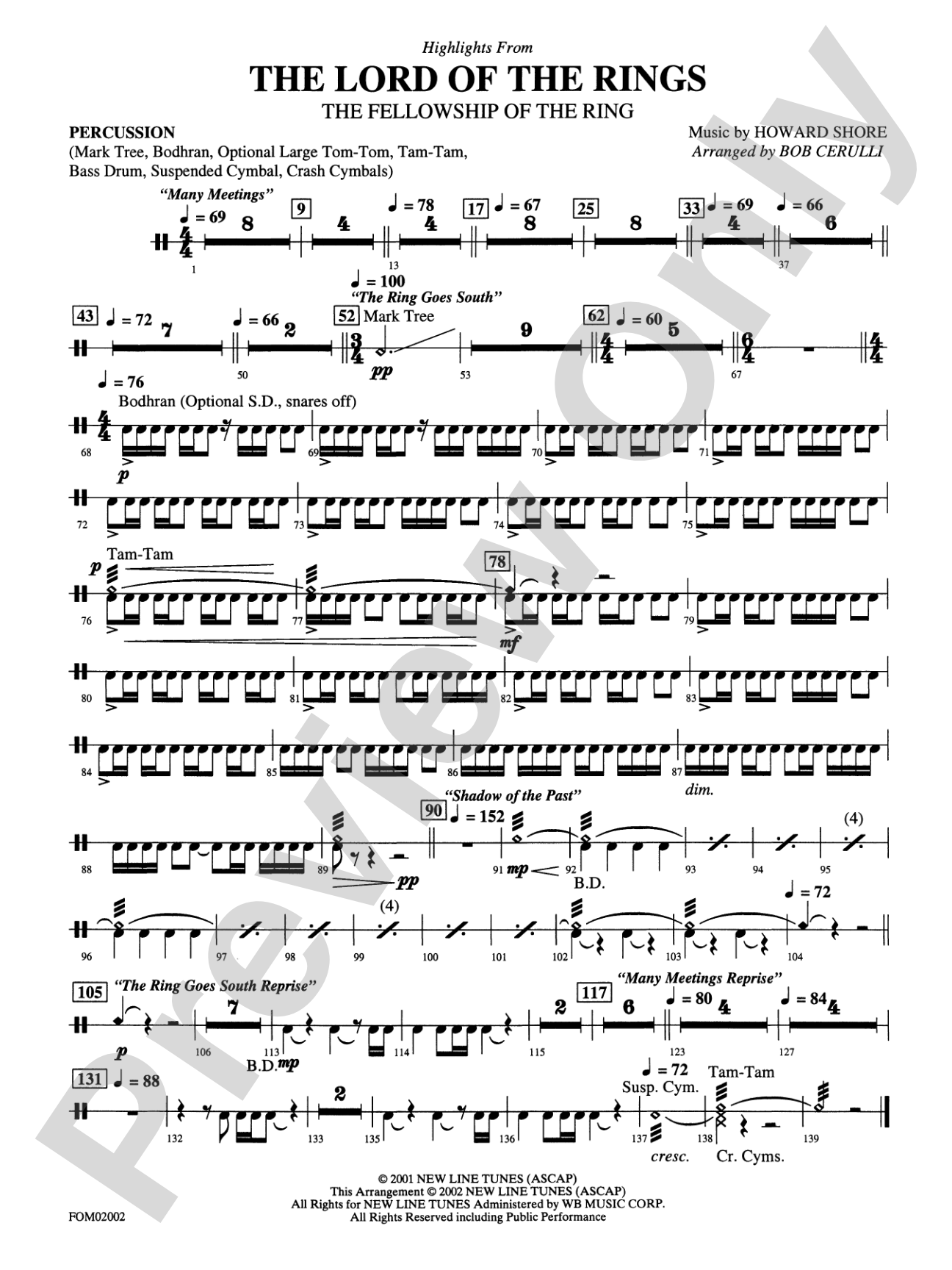 The Lord of the Rings: The Fellowship of the Ring: 1st Percussion