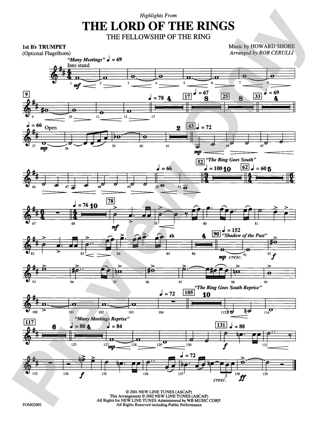 The Lord of the Rings: The Fellowship of the Ring: 1st B-flat Trumpet