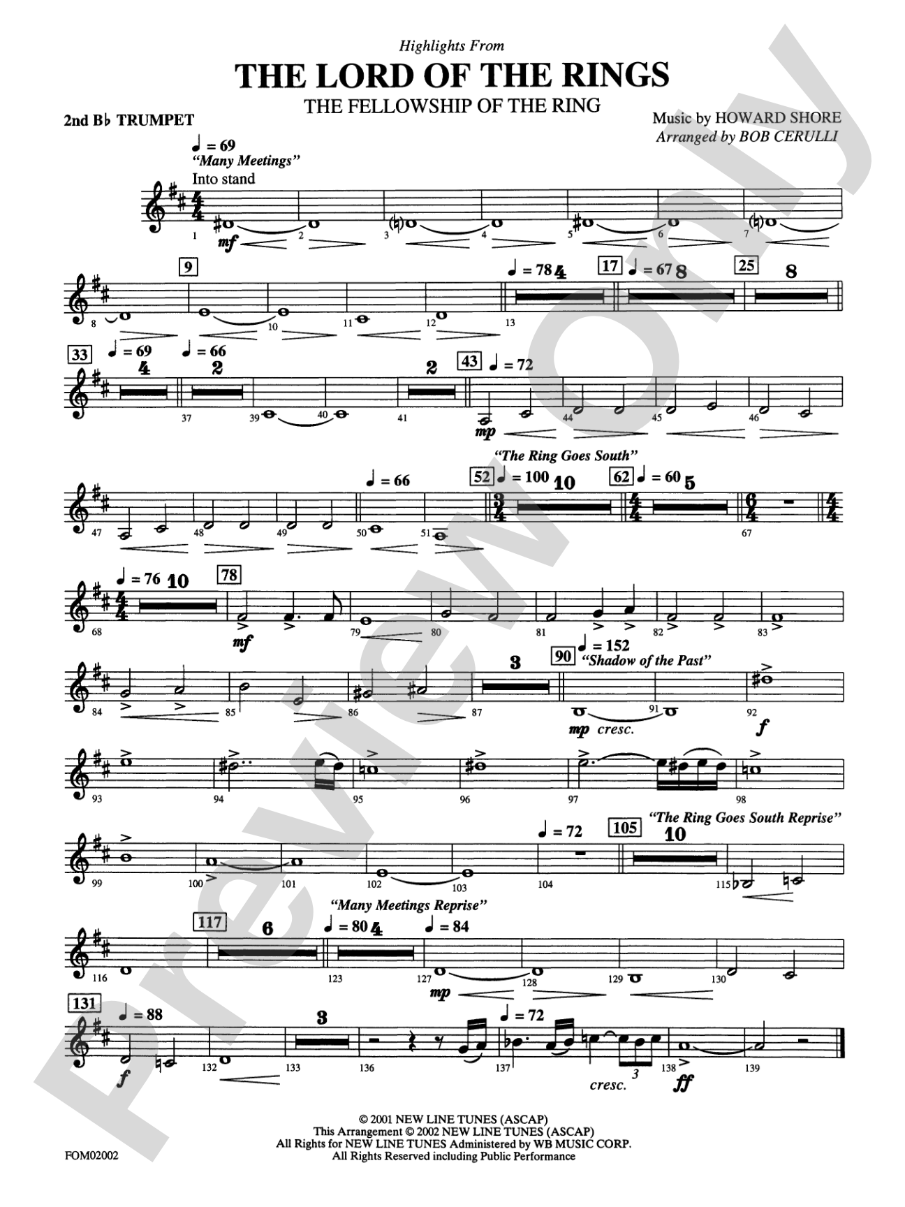 The Lord of the Rings: The Fellowship of the Ring: 2nd B-flat Trumpet