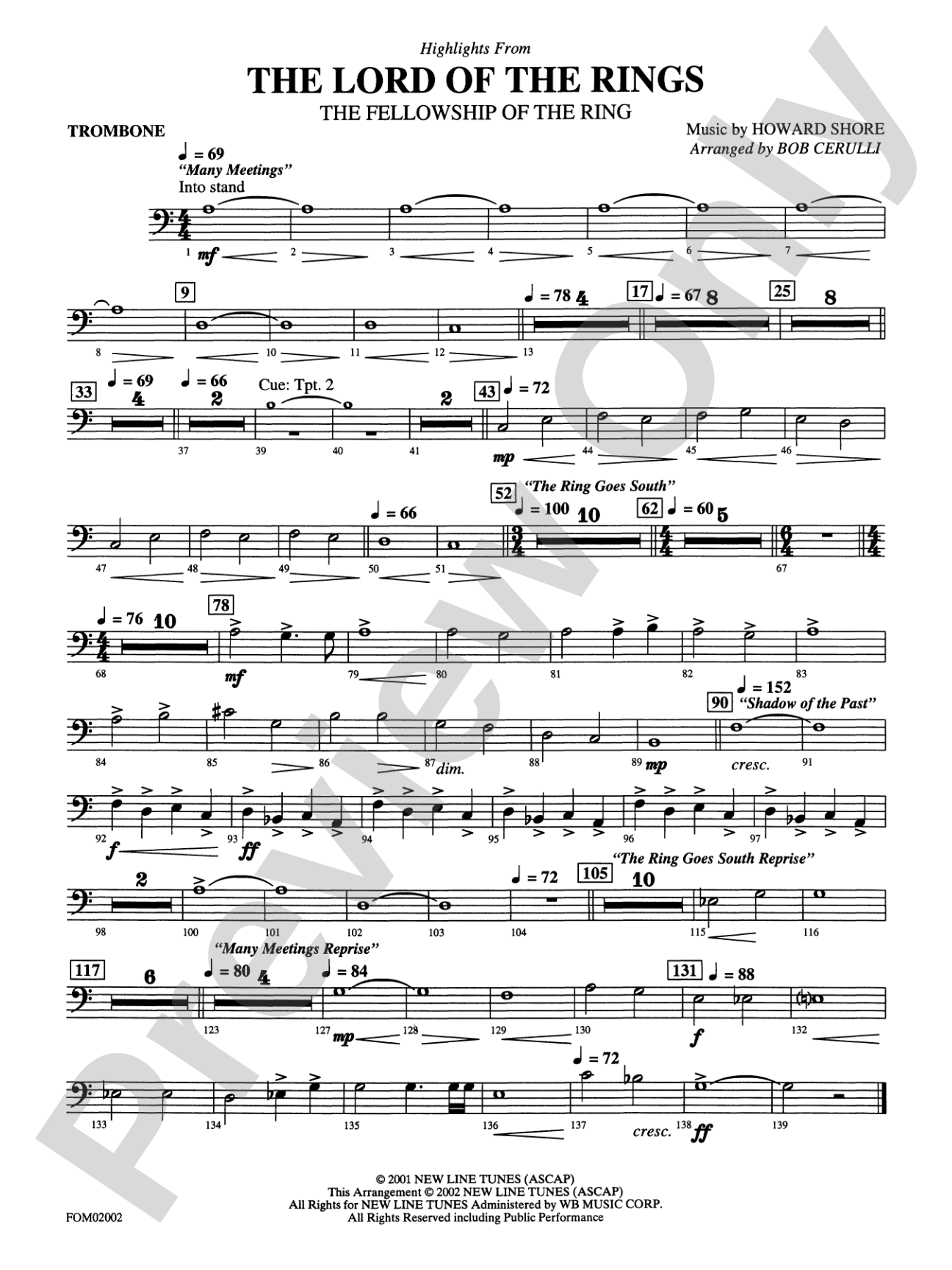 The Lord of the Rings: The Fellowship of the Ring: 1st Trombone