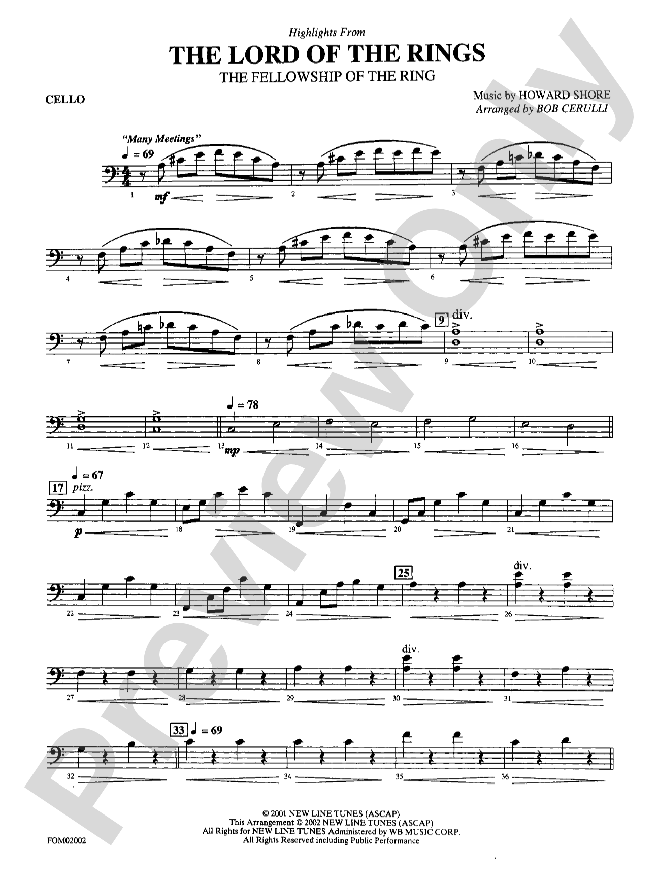 The Lord of the Rings: The Fellowship of the Ring: Cello