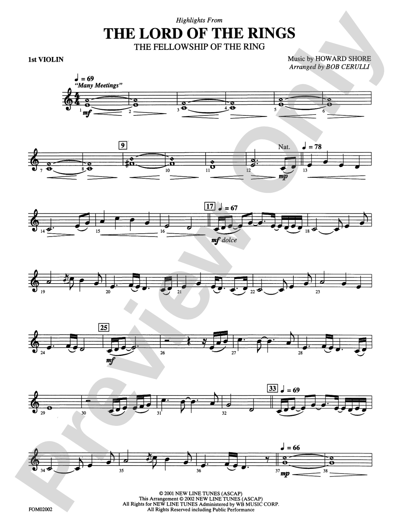 The Lord of the Rings: The Fellowship of the Ring: 1st Violin