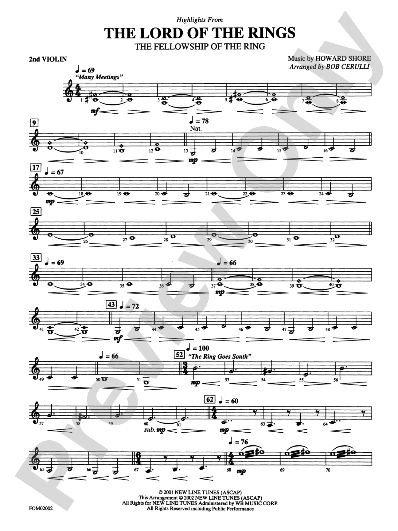 The Lord of the Rings: The Fellowship of the Ring: 2nd Violin