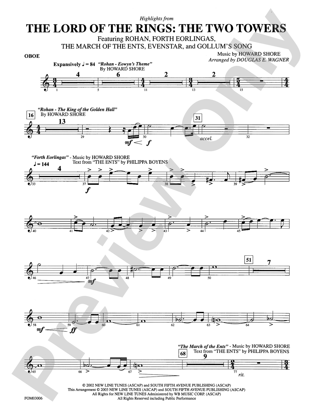 The Lord of the Rings: The Two Towers, Highlights from: Oboe