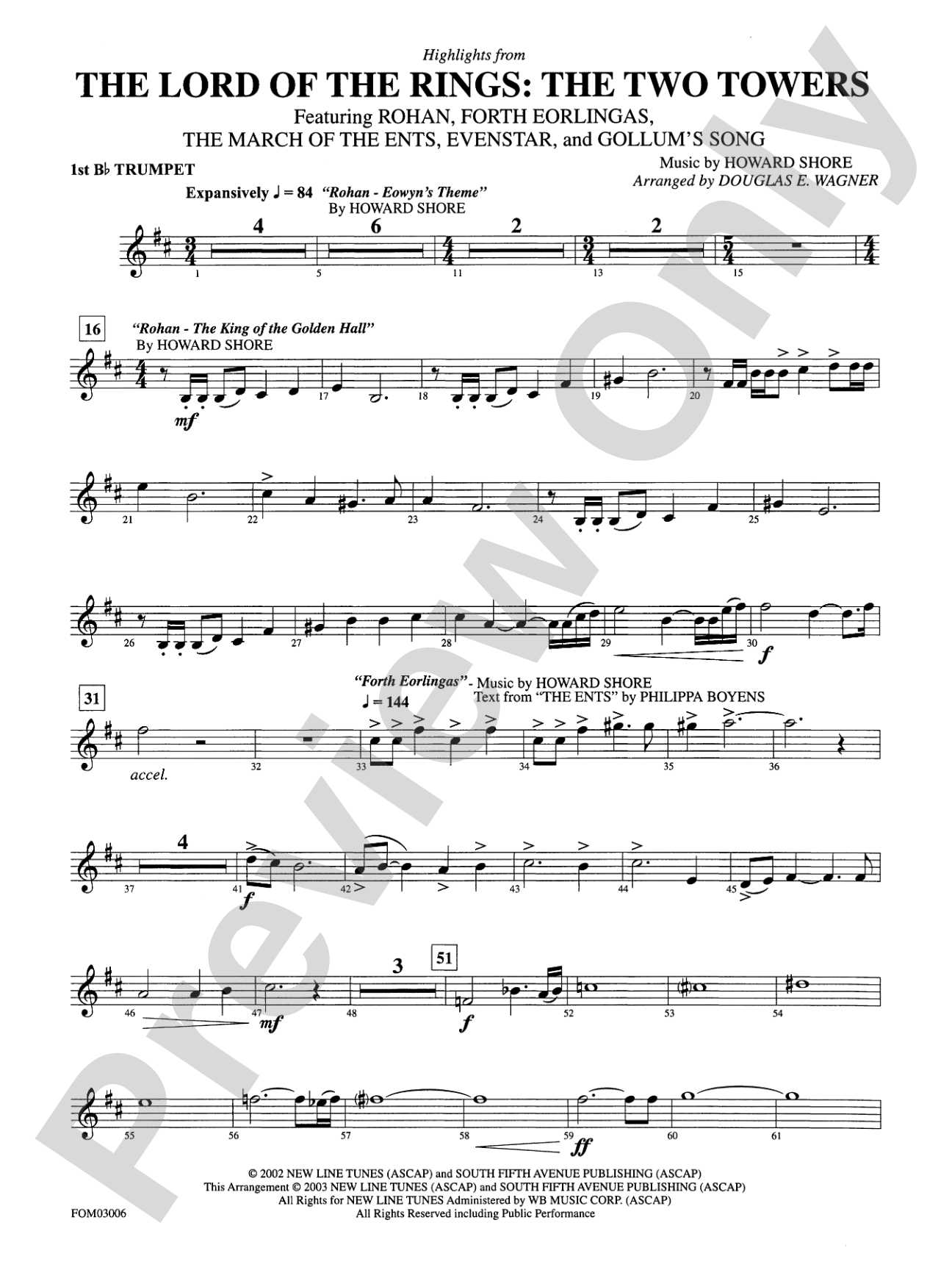 The Lord of the Rings: The Two Towers, Highlights from: 1st B-flat Trumpet