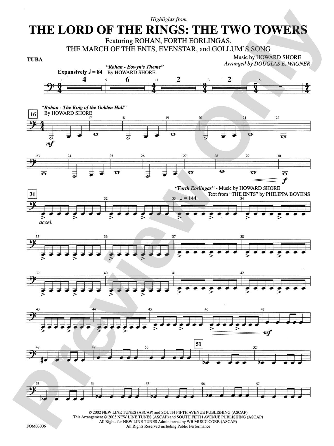 The Lord of the Rings: The Two Towers, Highlights from: Tuba