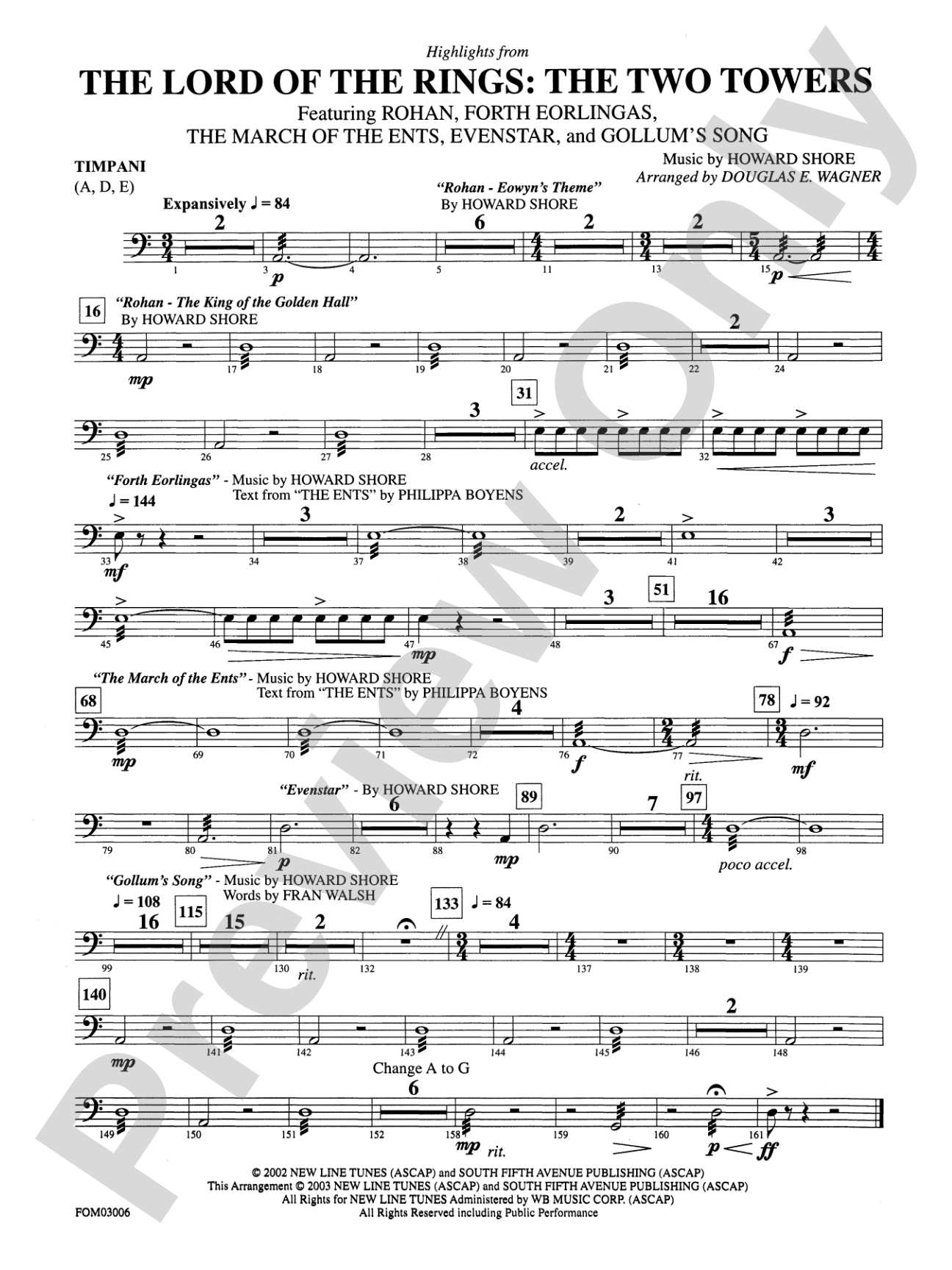 The Lord of the Rings: The Two Towers, Highlights from: Timpani