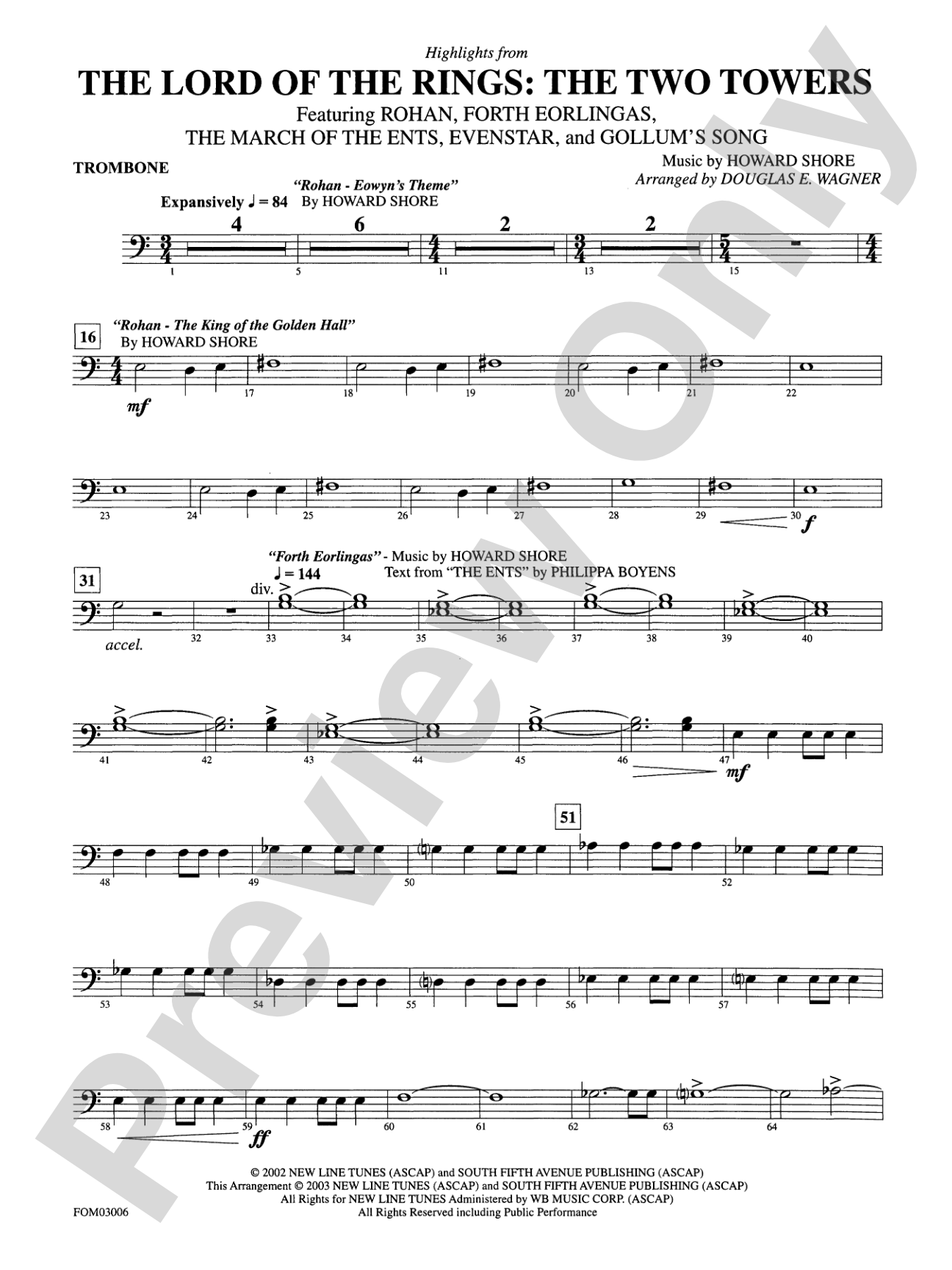 The Lord of the Rings: The Two Towers, Highlights from: 1st Trombone