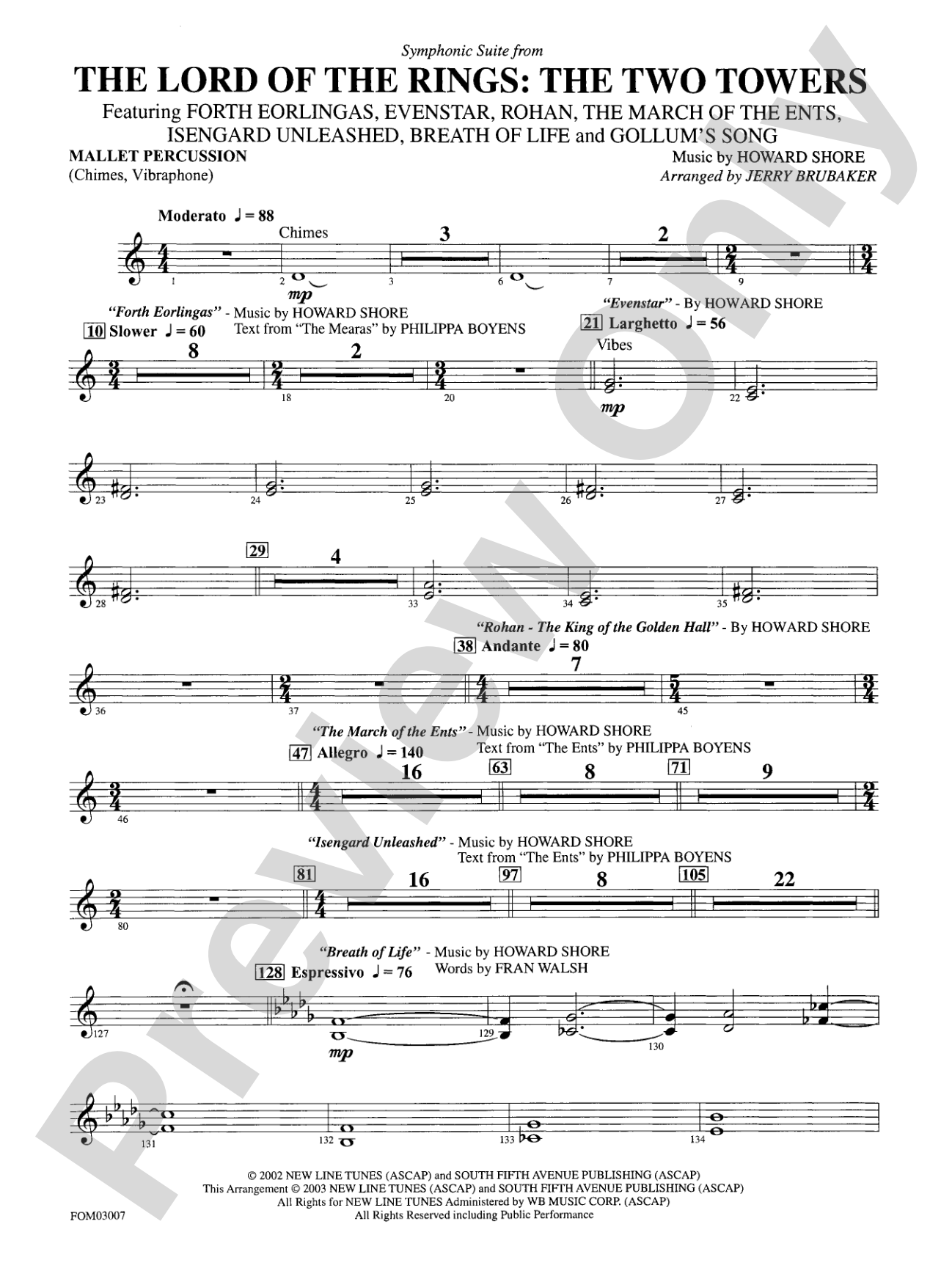 The Lord of the Rings: The Two Towers, Symphonic Suite from: Mallets