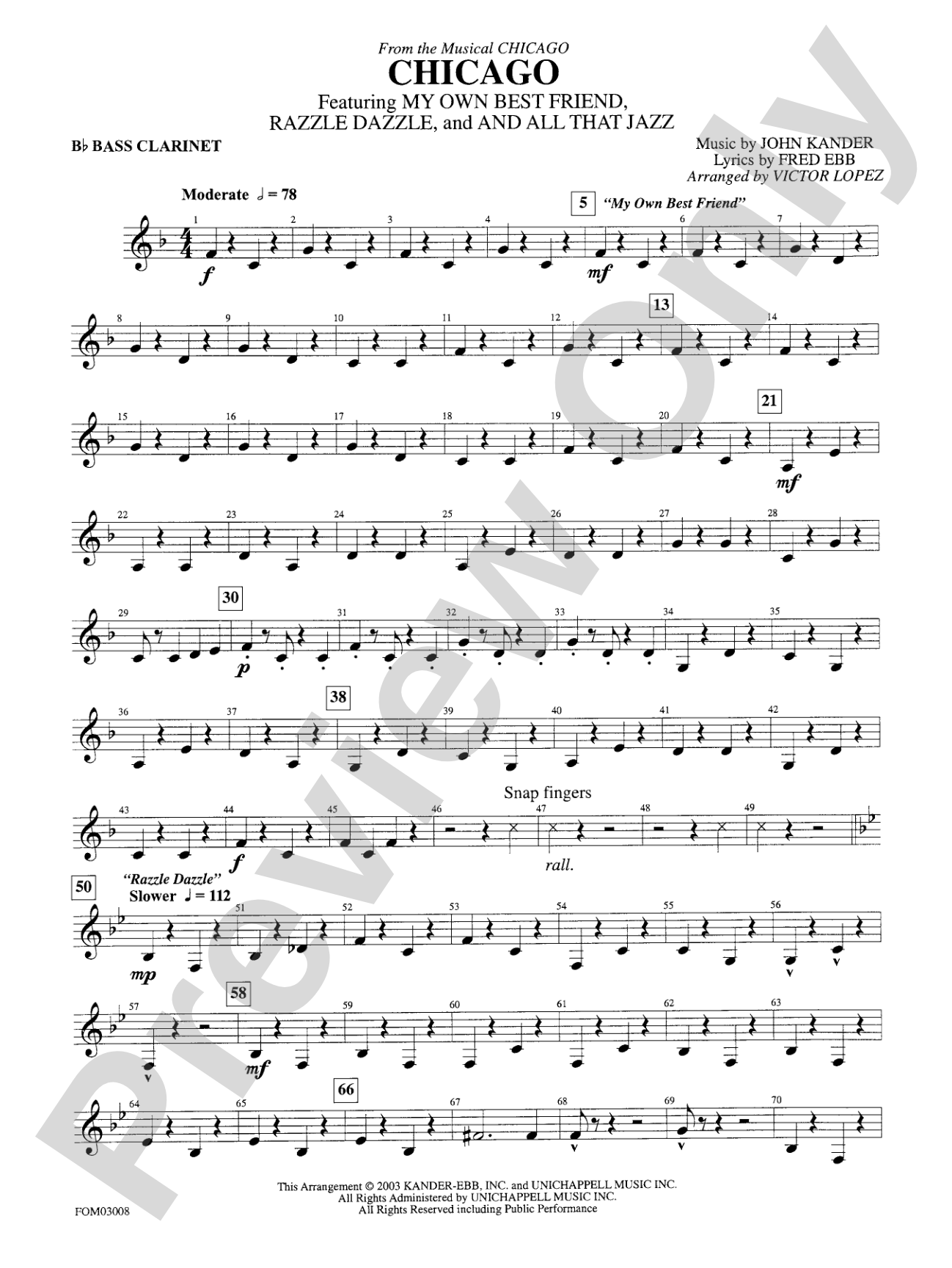 Chicago (from the musical Chicago): B-flat Bass Clarinet