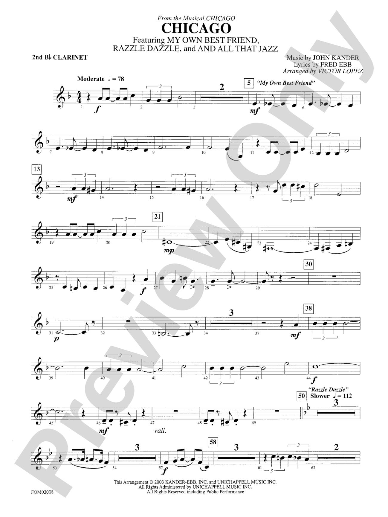 Chicago (from the musical Chicago): 2nd B-flat Clarinet
