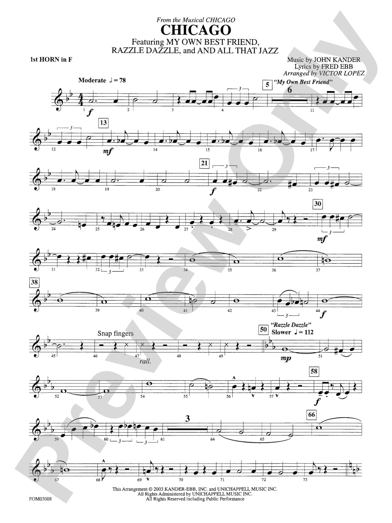 Chicago (from the musical Chicago): 1st F Horn