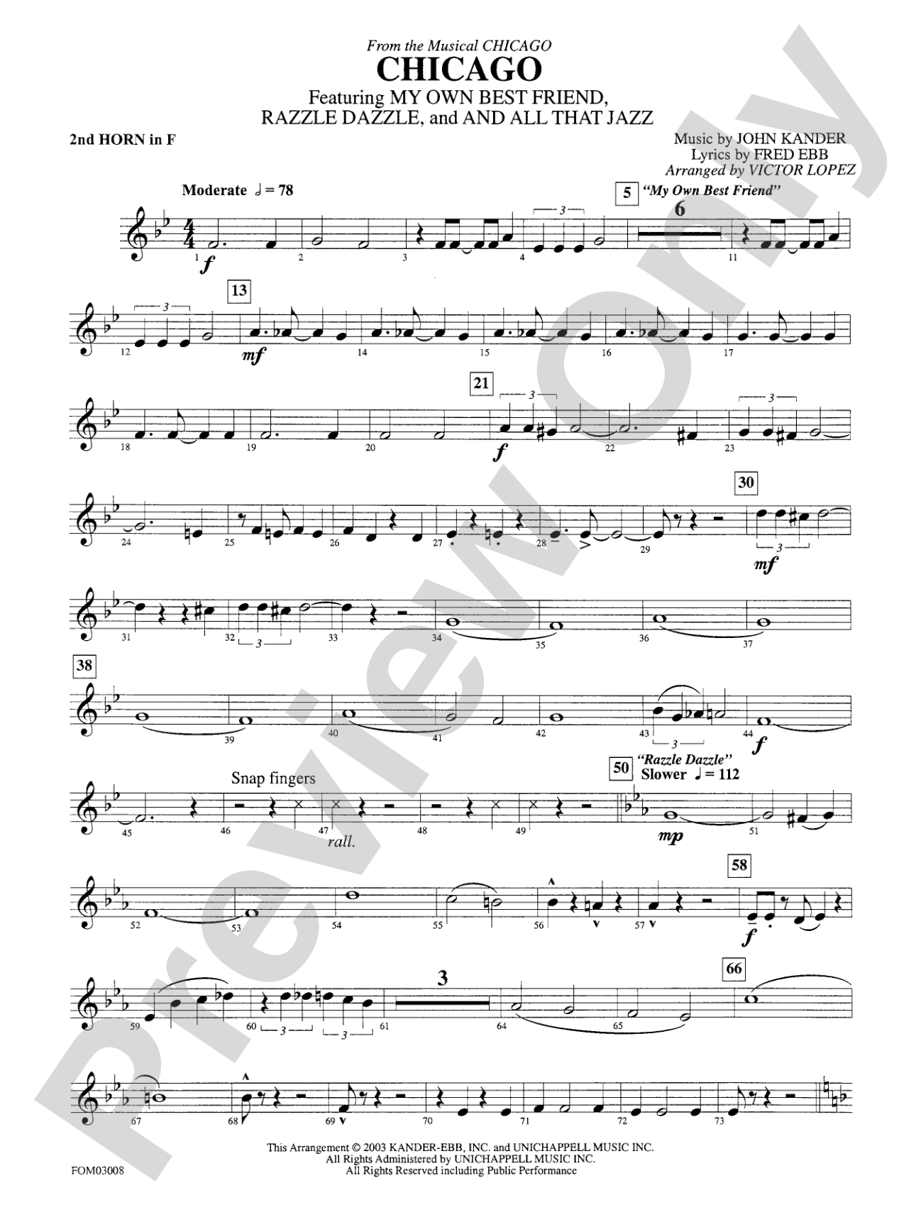Chicago (from the musical Chicago): 2nd F Horn