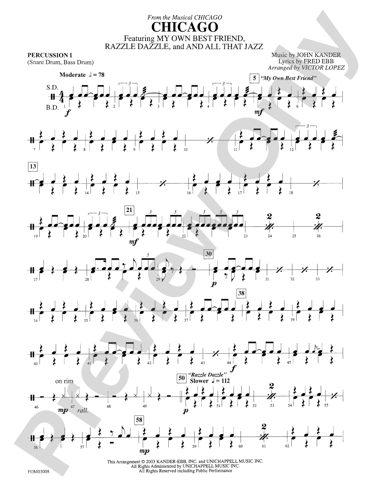 Chicago (from the musical Chicago): 1st Percussion