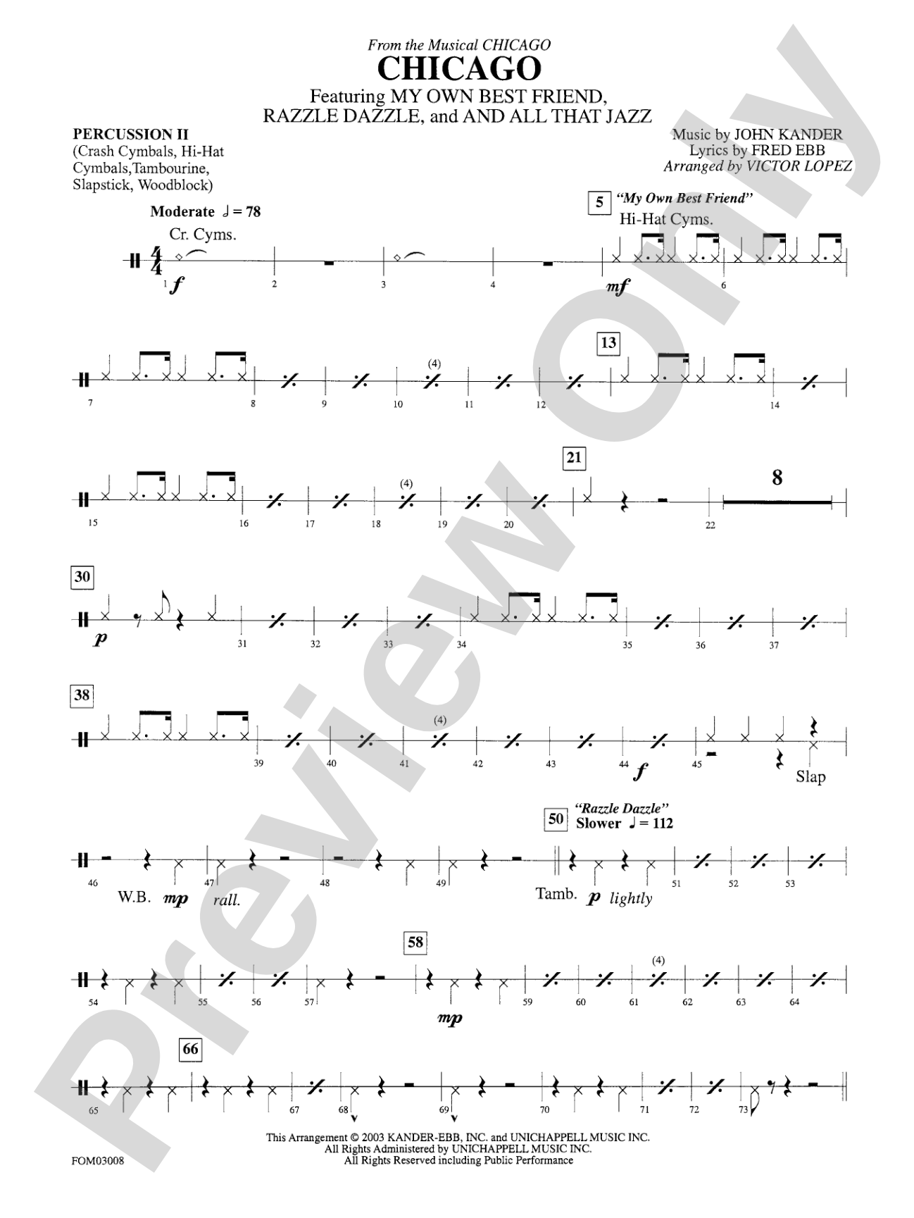 Chicago (from the musical Chicago): 2nd Percussion