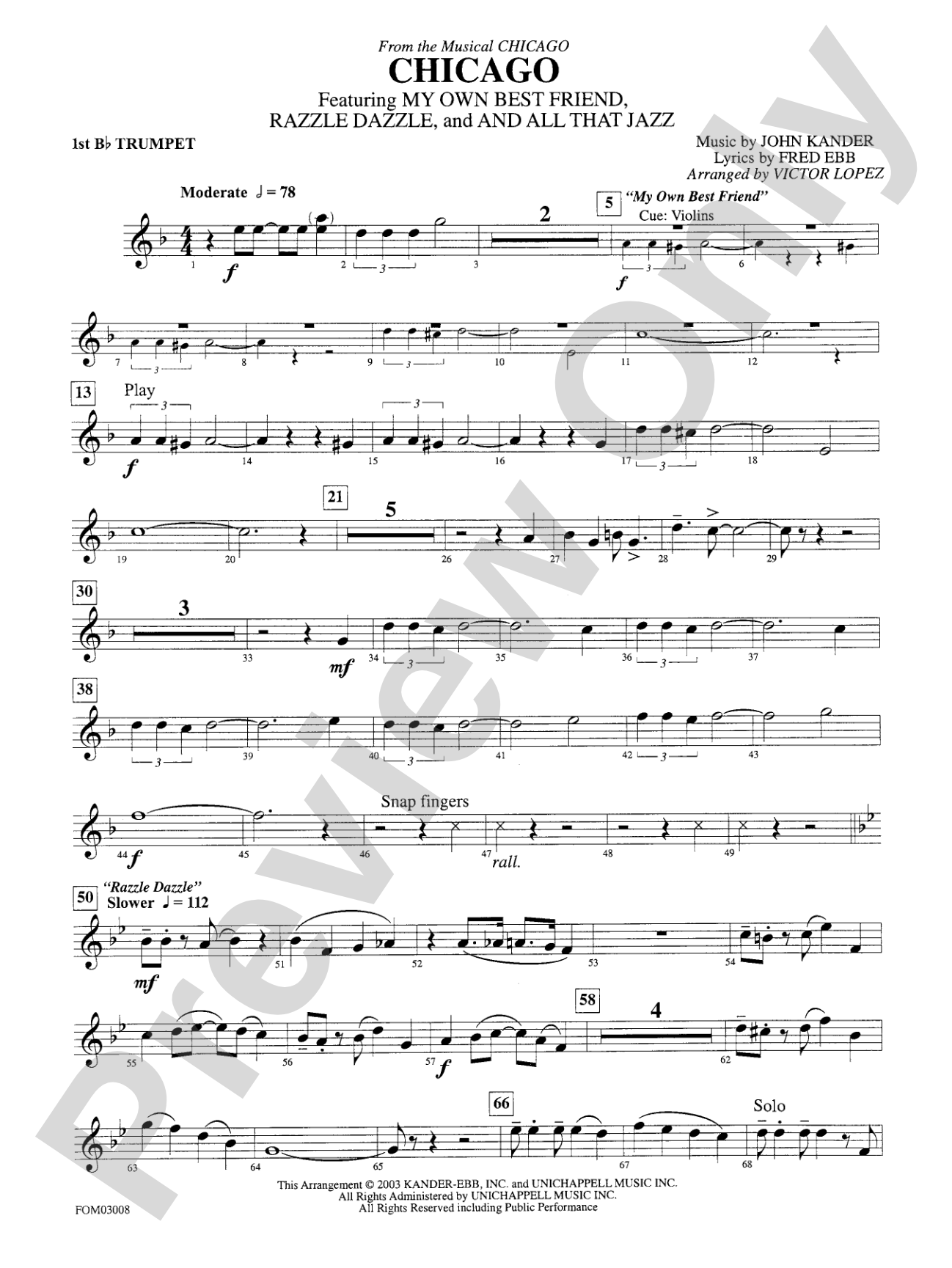 Chicago (from the musical Chicago): 1st B-flat Trumpet