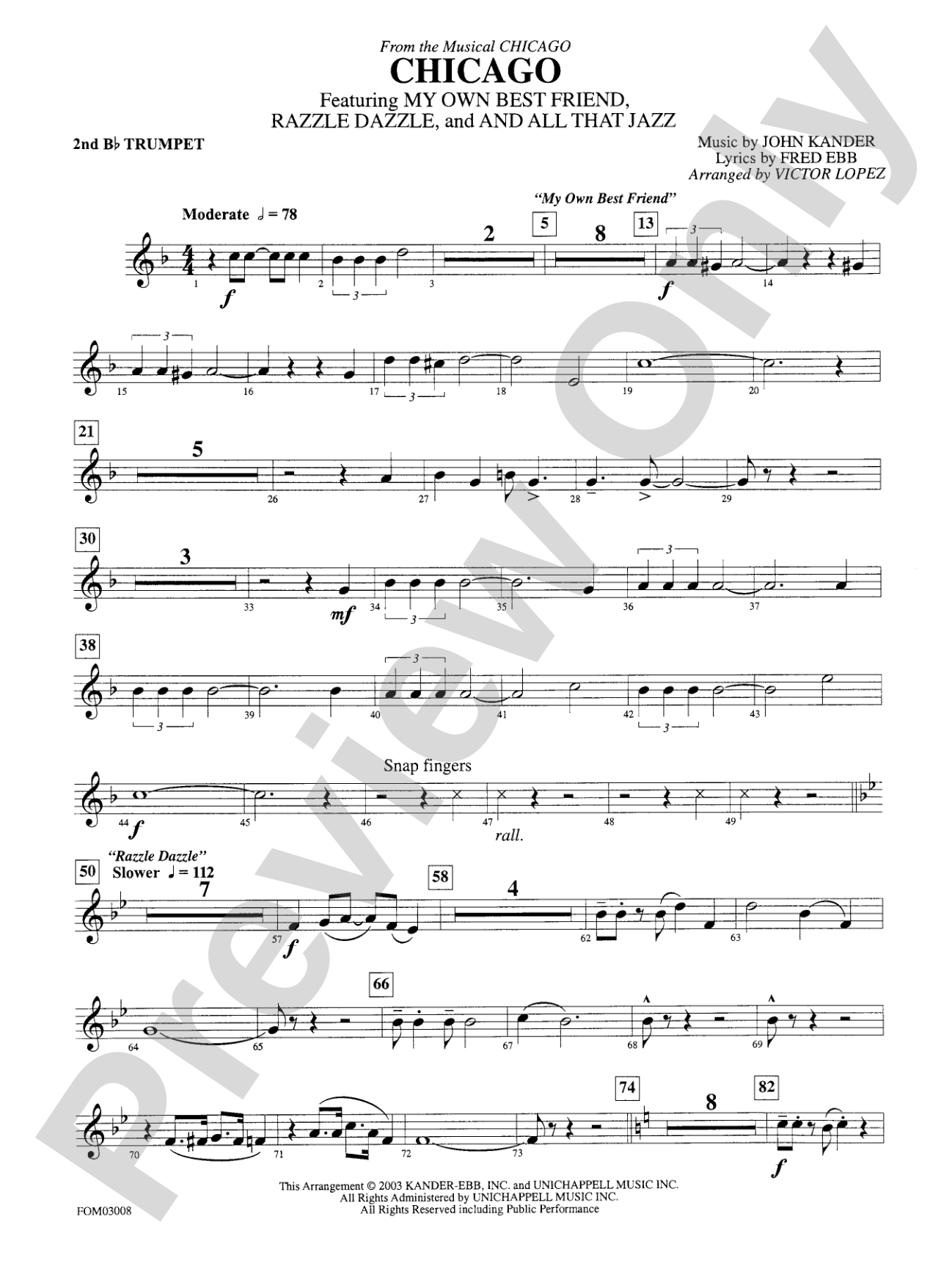 Chicago (from the musical Chicago): 2nd B-flat Trumpet