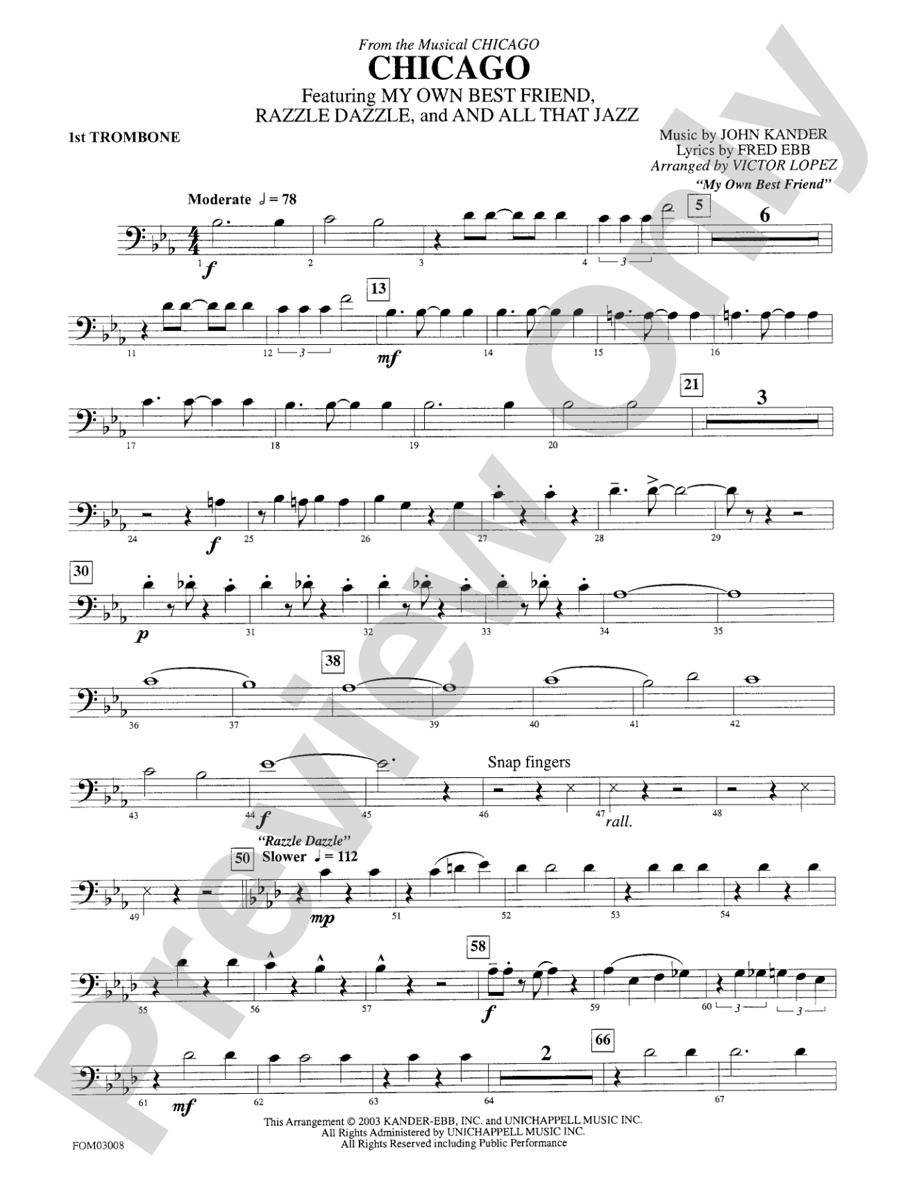 Chicago (from the musical Chicago): 1st Trombone