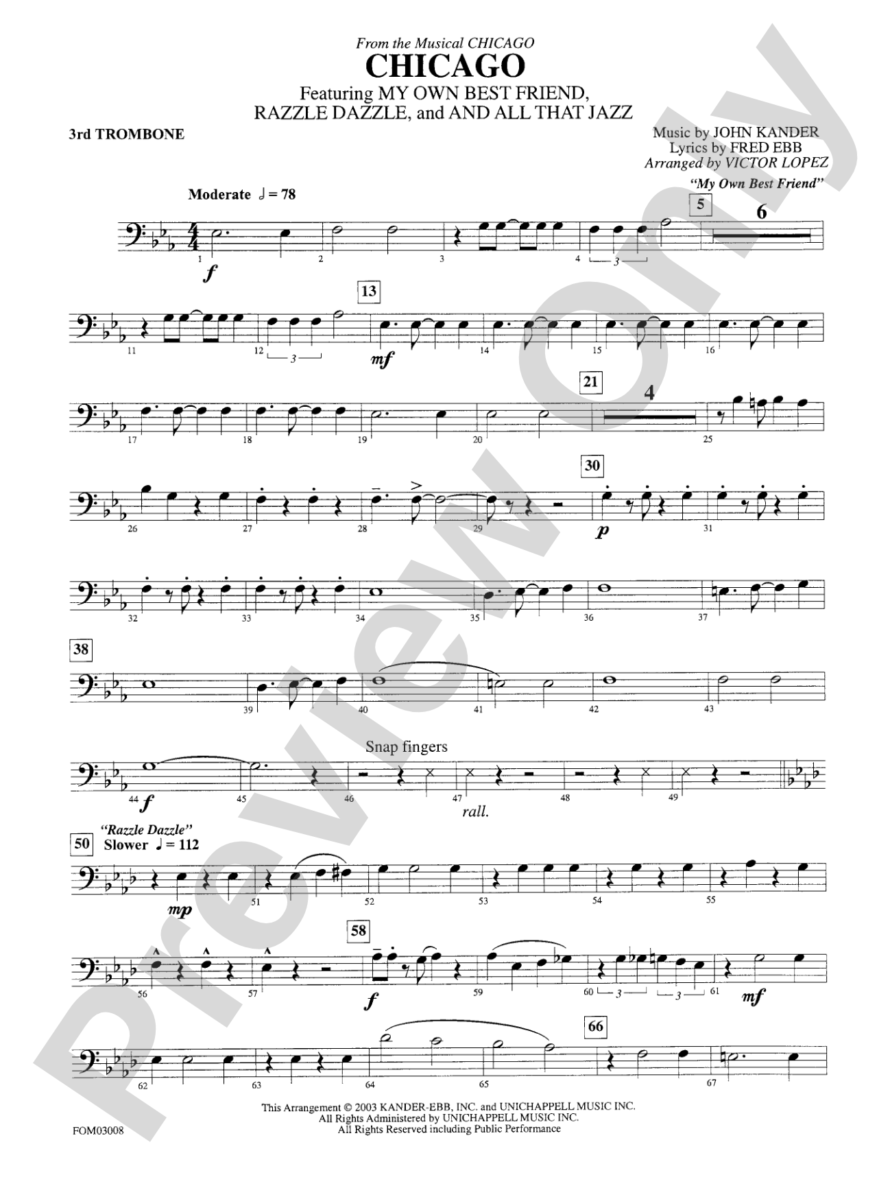 Chicago (from the musical Chicago): 3rd Trombone