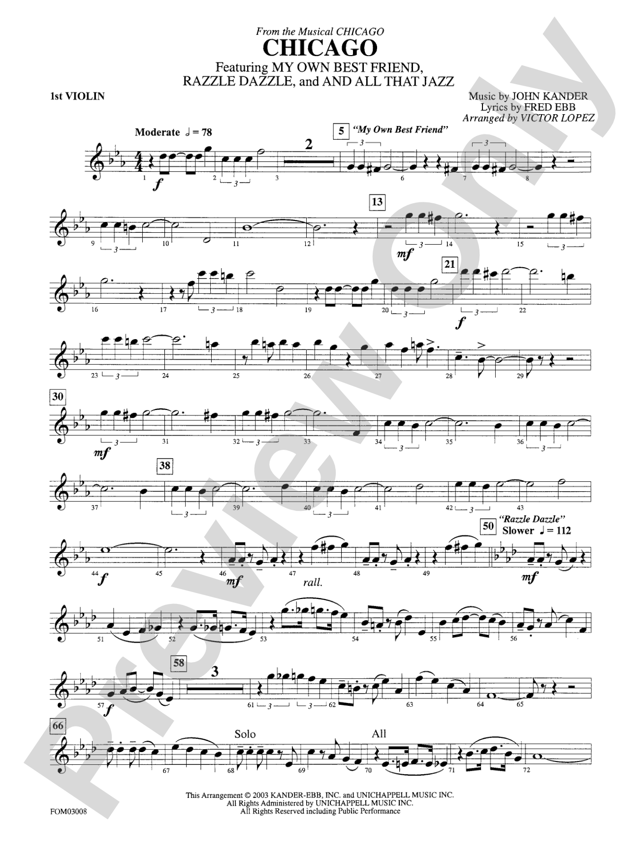 Chicago (from the musical Chicago): 1st Violin
