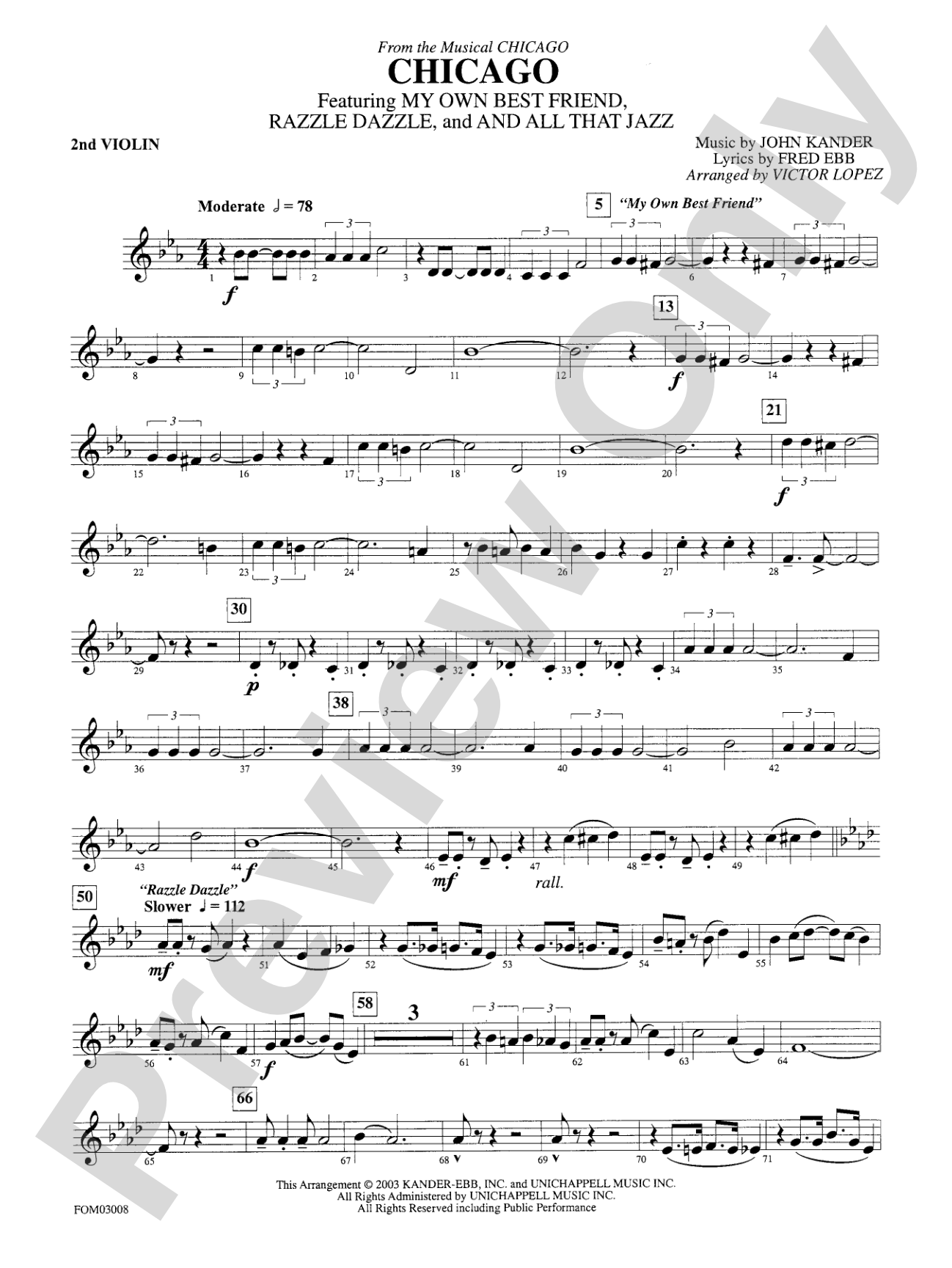 Chicago (from the musical Chicago): 2nd Violin