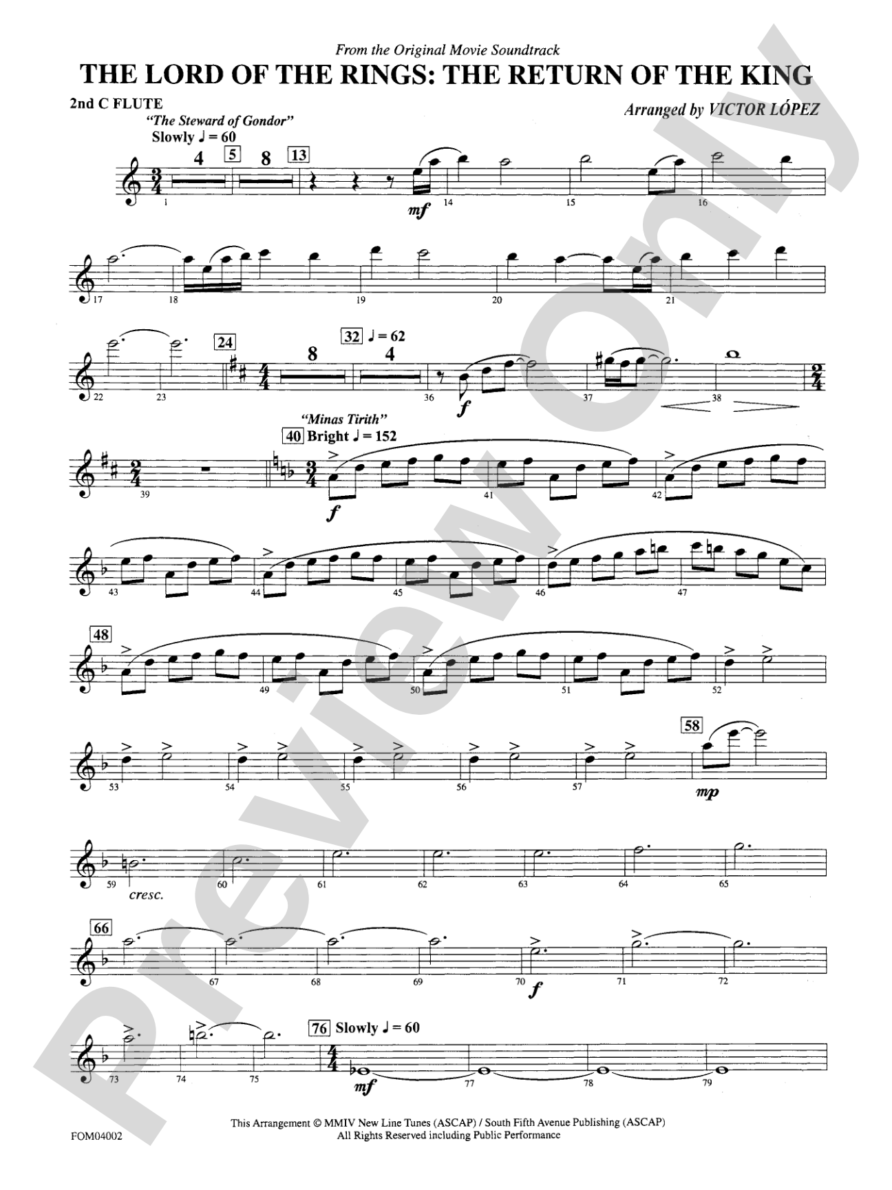 The Lord of the Rings: The Return of the King, Suite from: 2nd Flute