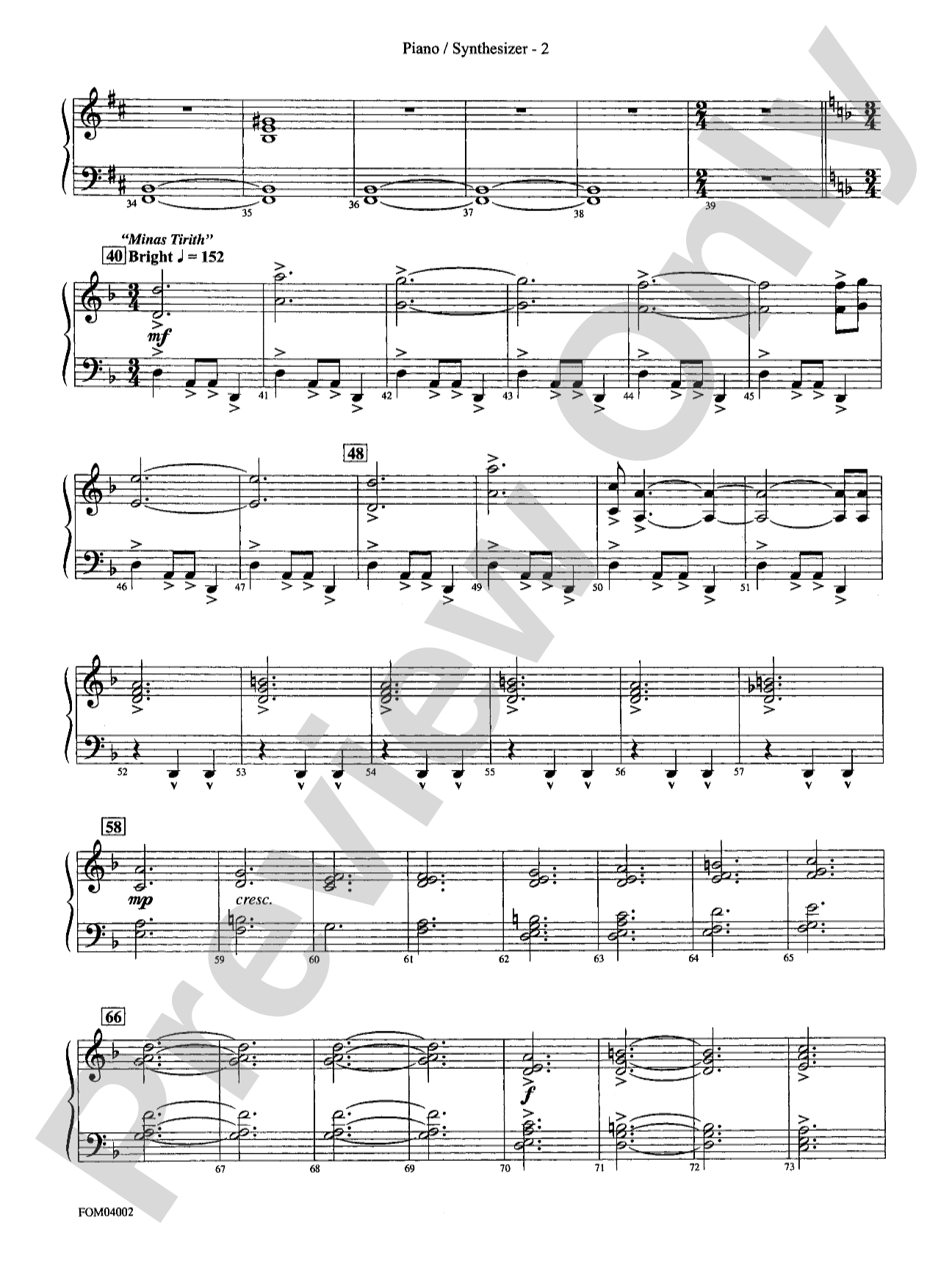 The Lord of the Rings: The Return of the King, Suite from: Piano Accompaniment
