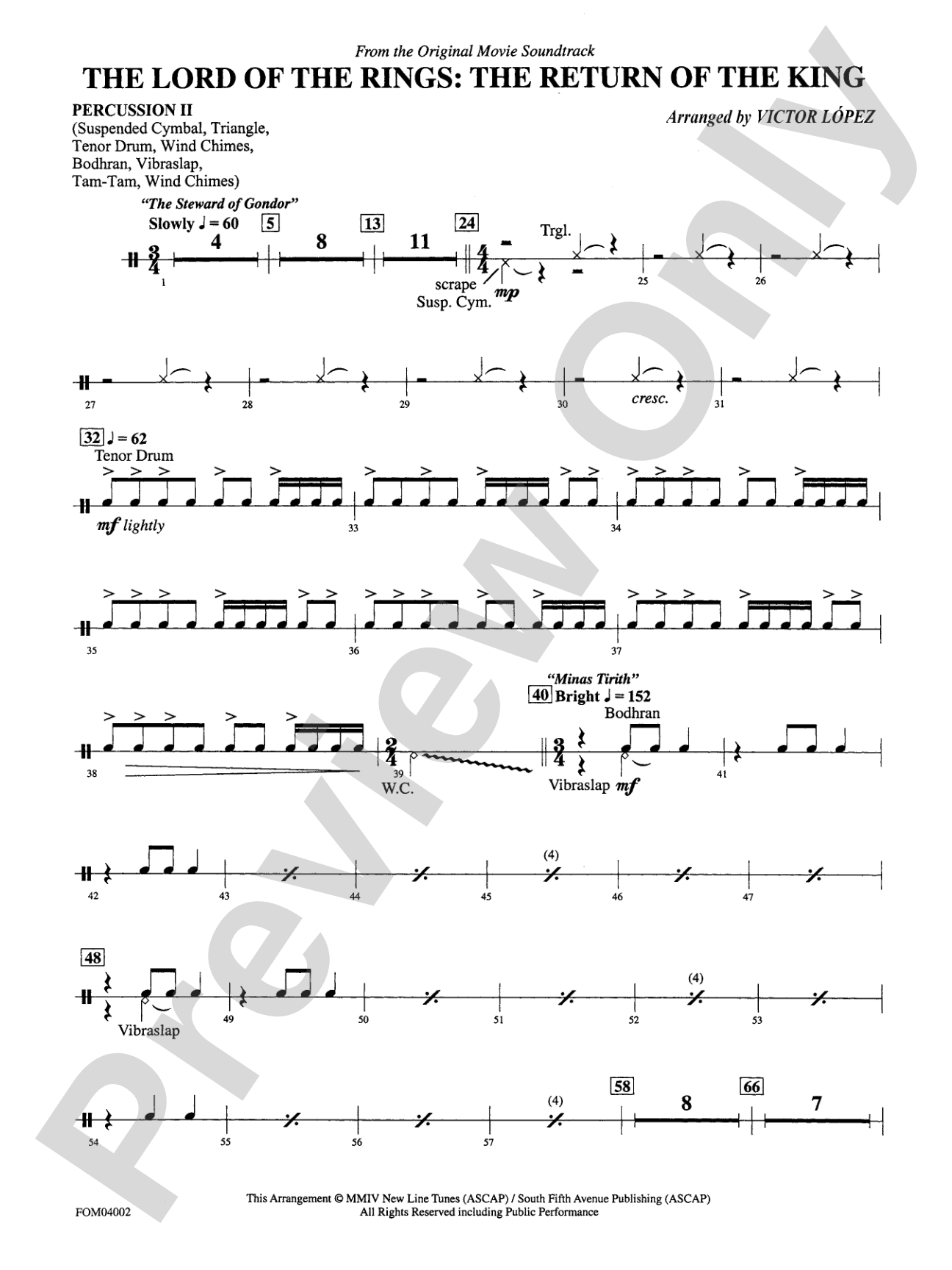 The Lord of the Rings: The Return of the King, Suite from: 2nd Percussion
