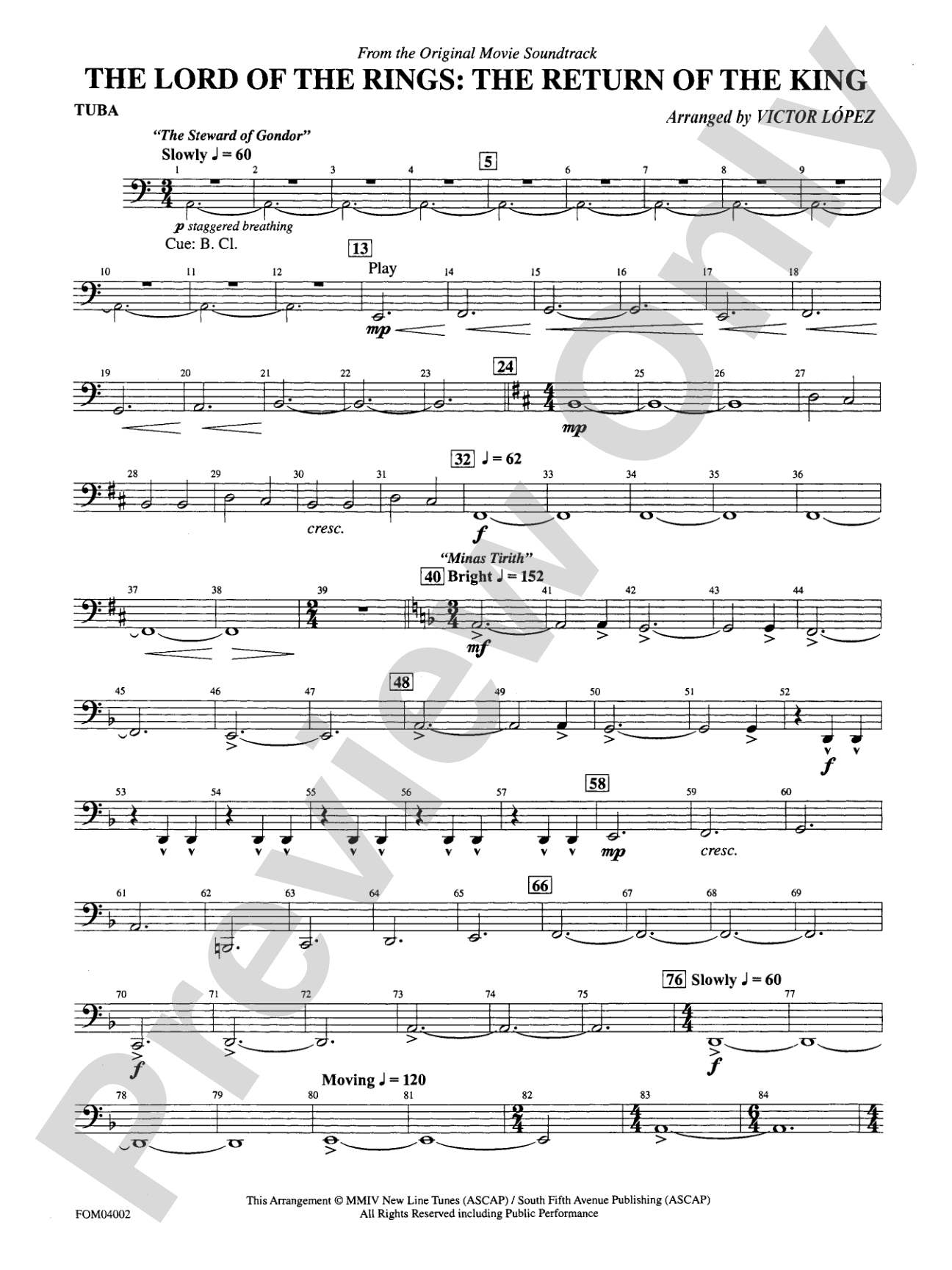 The Lord of the Rings: The Return of the King, Suite from: Tuba