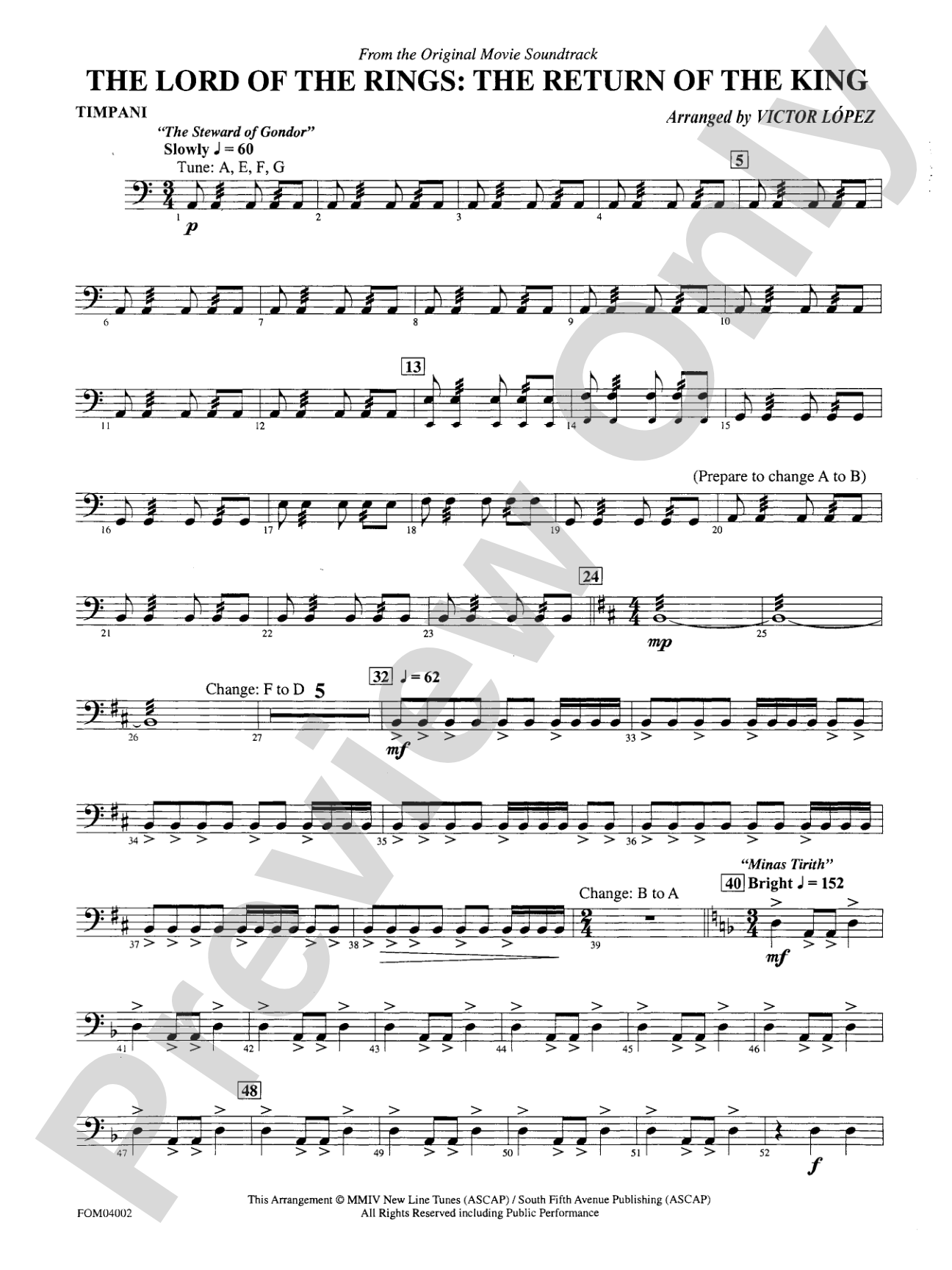 The Lord of the Rings: The Return of the King, Suite from: Timpani