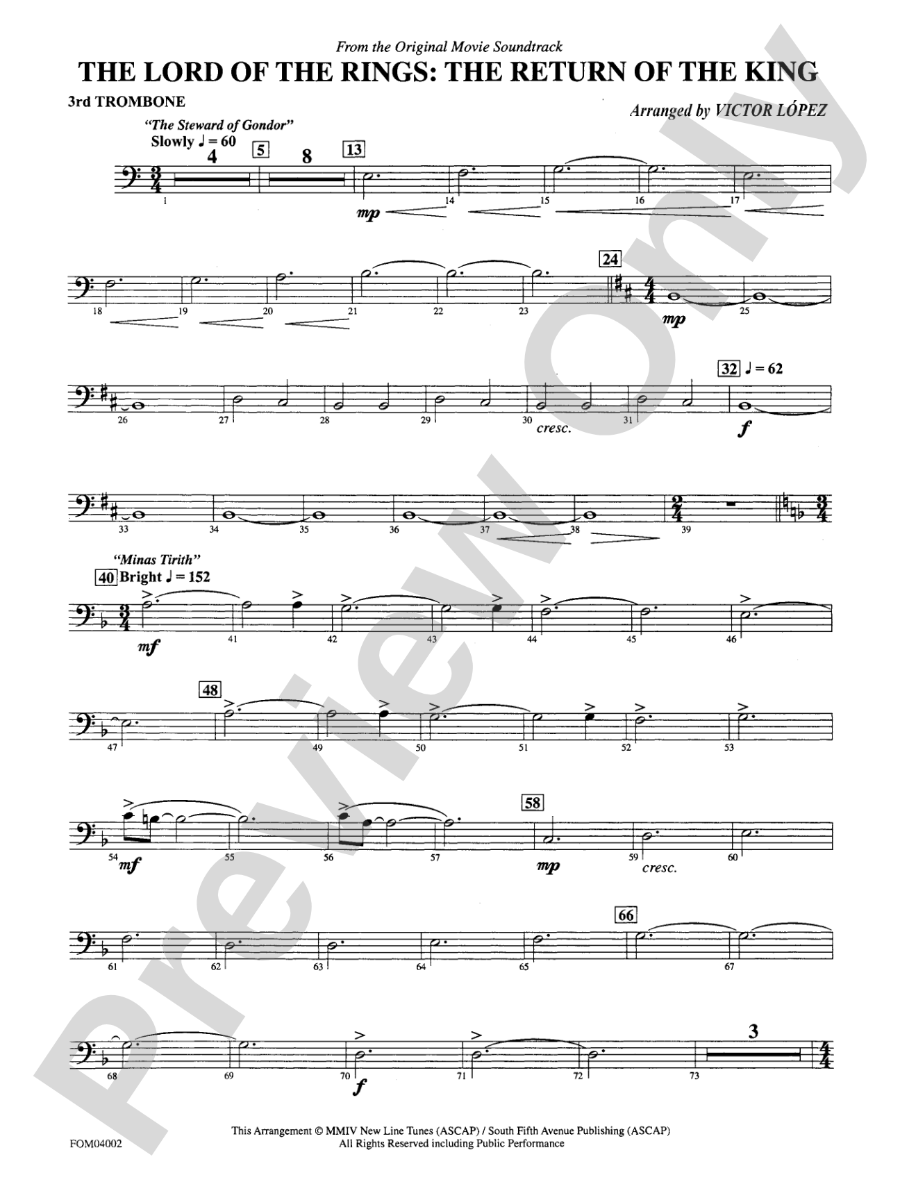 The Lord of the Rings: The Return of the King, Suite from: 3rd Trombone