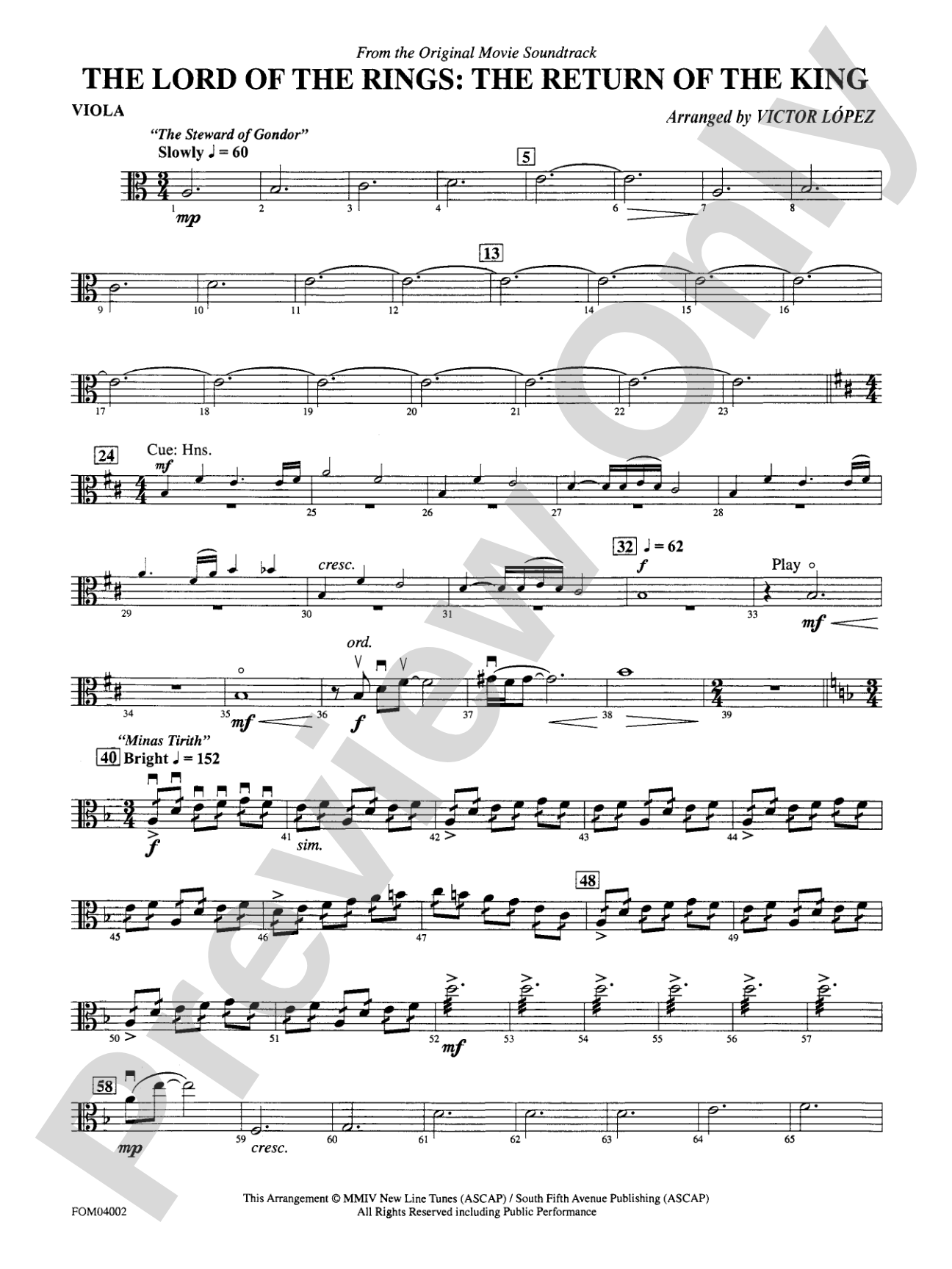 The Lord of the Rings: The Return of the King, Suite from: Viola